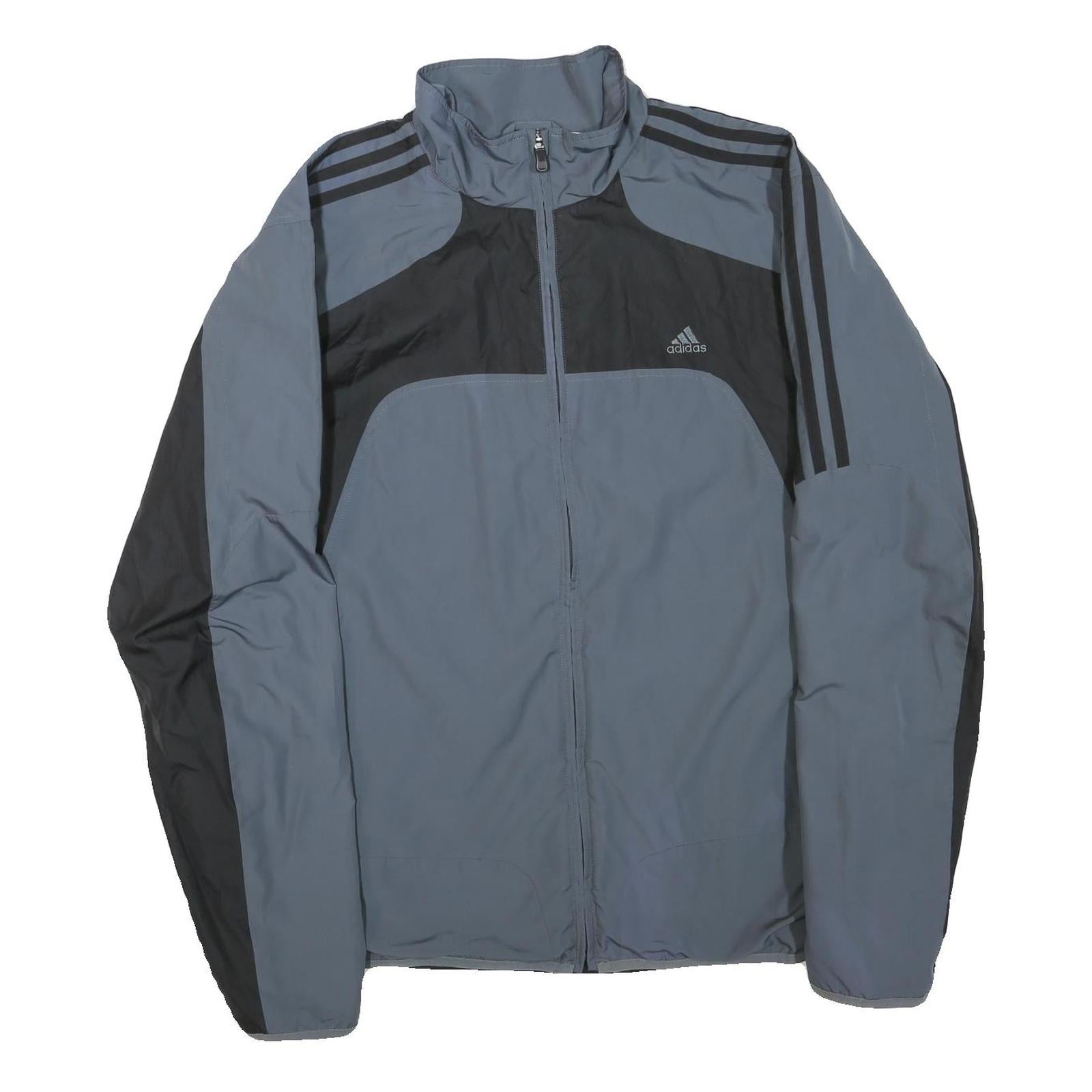 ADIDAS Mens Grey & Black Zip Up Track Jacket L Polyester Blend Sports Casual Refurbished - N/A refurbished available on Cerqular