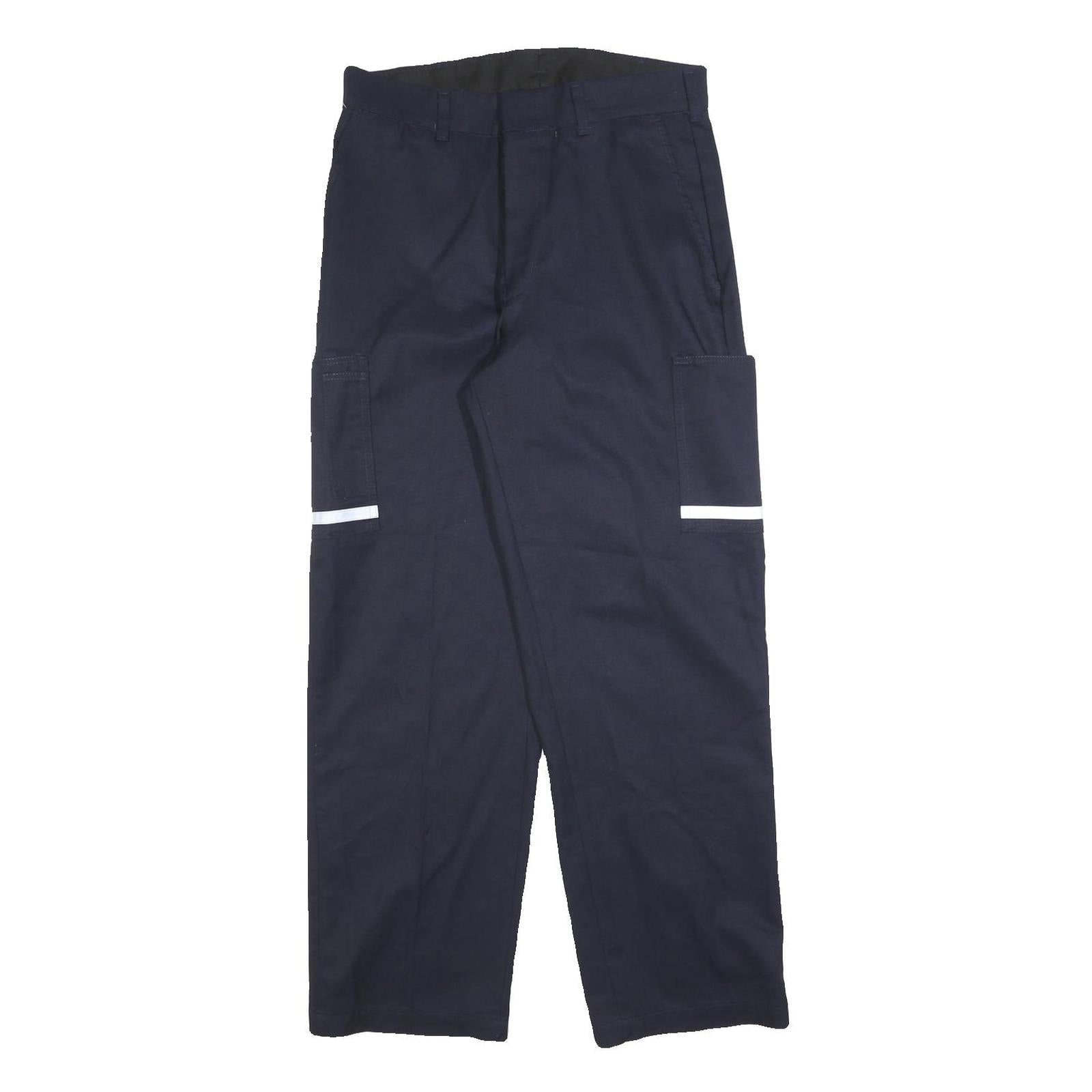 Mens Cotton Blend Navy Regular Fit Straight Leg Trousers W30 L30 Workwear Zip Refurbished - N/A refurbished available on Cerqular