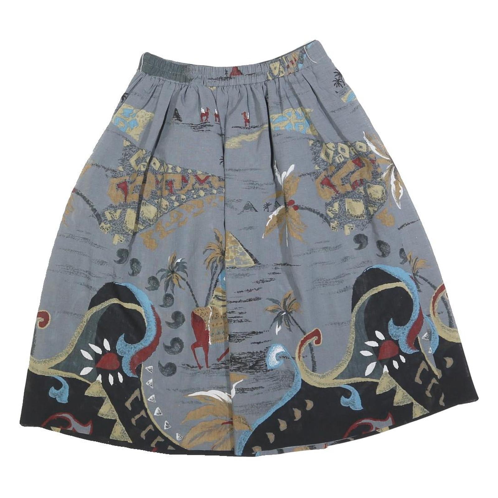 Womens Grey & Multicoloured Printed Pleated Knee Length Polyester Blend Skirt S Refurbished - N/A refurbished available on Cerqular