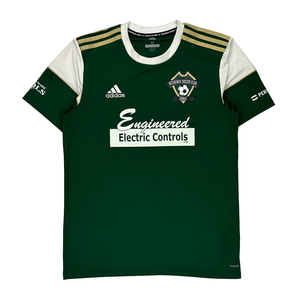 Kitchener Soccer Club Adidas Football Shirt - Medium Green Polyester Refurbished - Thrifted (note: this is a term often used to describe second- refurbished available on Cerqular
