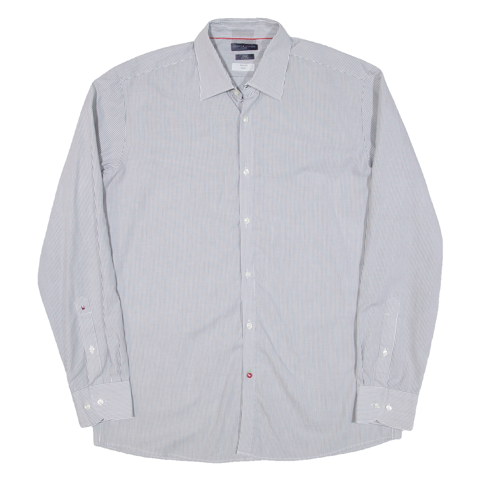 TOMMY HILFIGER Fitted Mens Shirt Grey Striped Long Sleeve XL Refurbished - N/A refurbished available on Cerqular