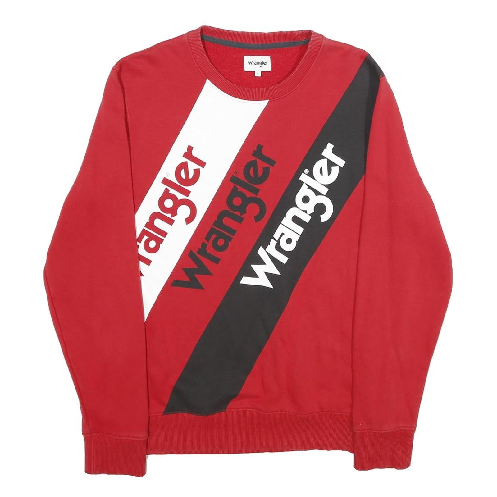 WRANGLER Mens Red & Black Logo Crew Neck Sweatshirt L Cotton Blend Casual Refurbished - N/A refurbished available on Cerqular