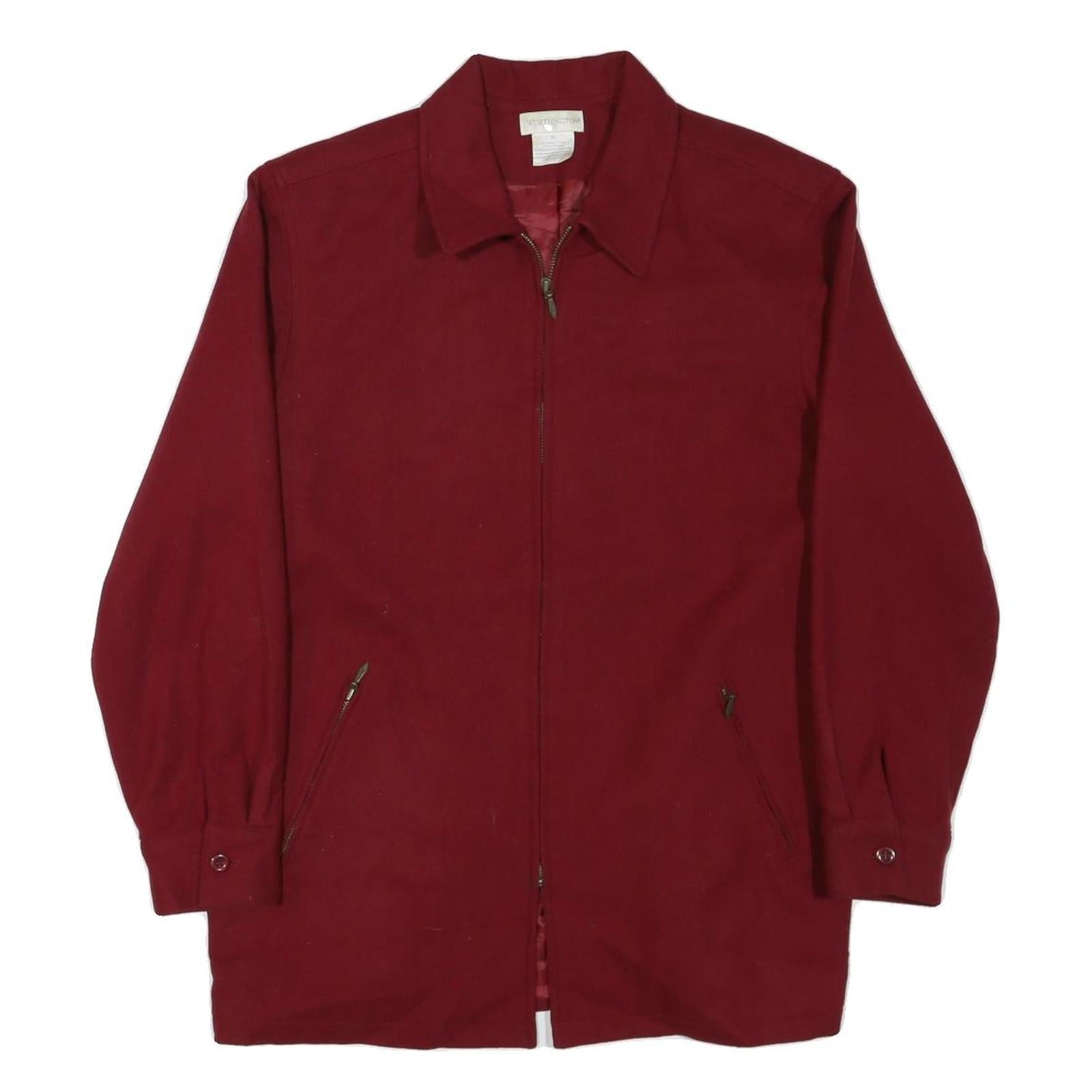 WORTHINGTON Mens Red Burgundy Zip Jacket L Polyester Blend Plain Lightweight Refurbished - N/A refurbished available on Cerqular