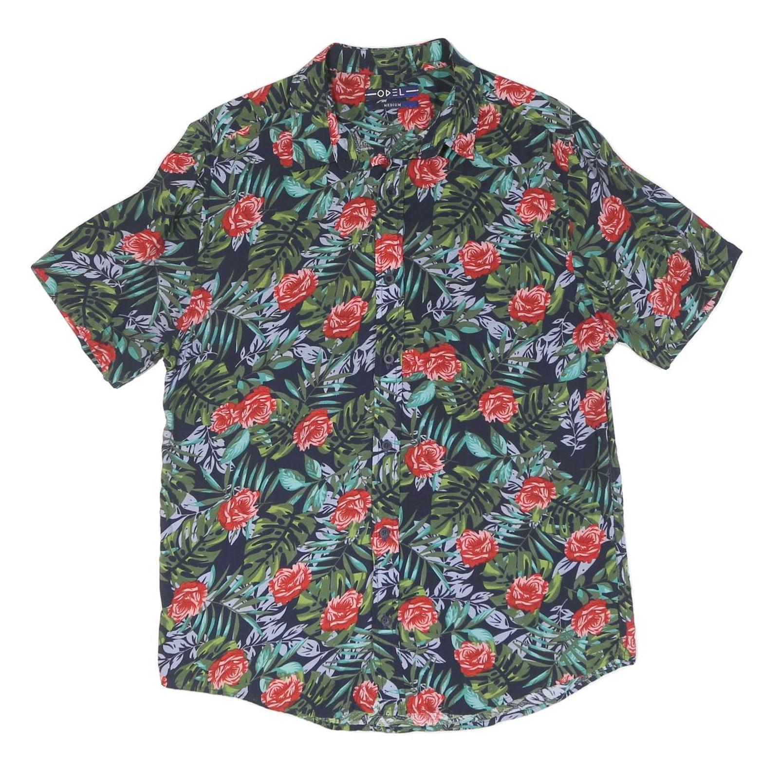 Buy Mens Navy Blue Red Green Floral Pattern Short Sleeve Shirt M Cotton Summer Refurbished - $19.49 Mens Navy Blue Red Green Floral Pattern Short Sleeve Shirt M Cotton Summer Refurbished - N/A refurbished available on Cerqular