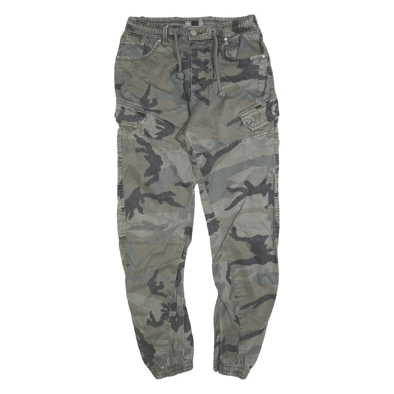 FSBN Mens Cotton Blend Green Slim Cargo Trousers W28 L30 Cargo Pocket Zip Refurbished - N/A refurbished available on Cerqular