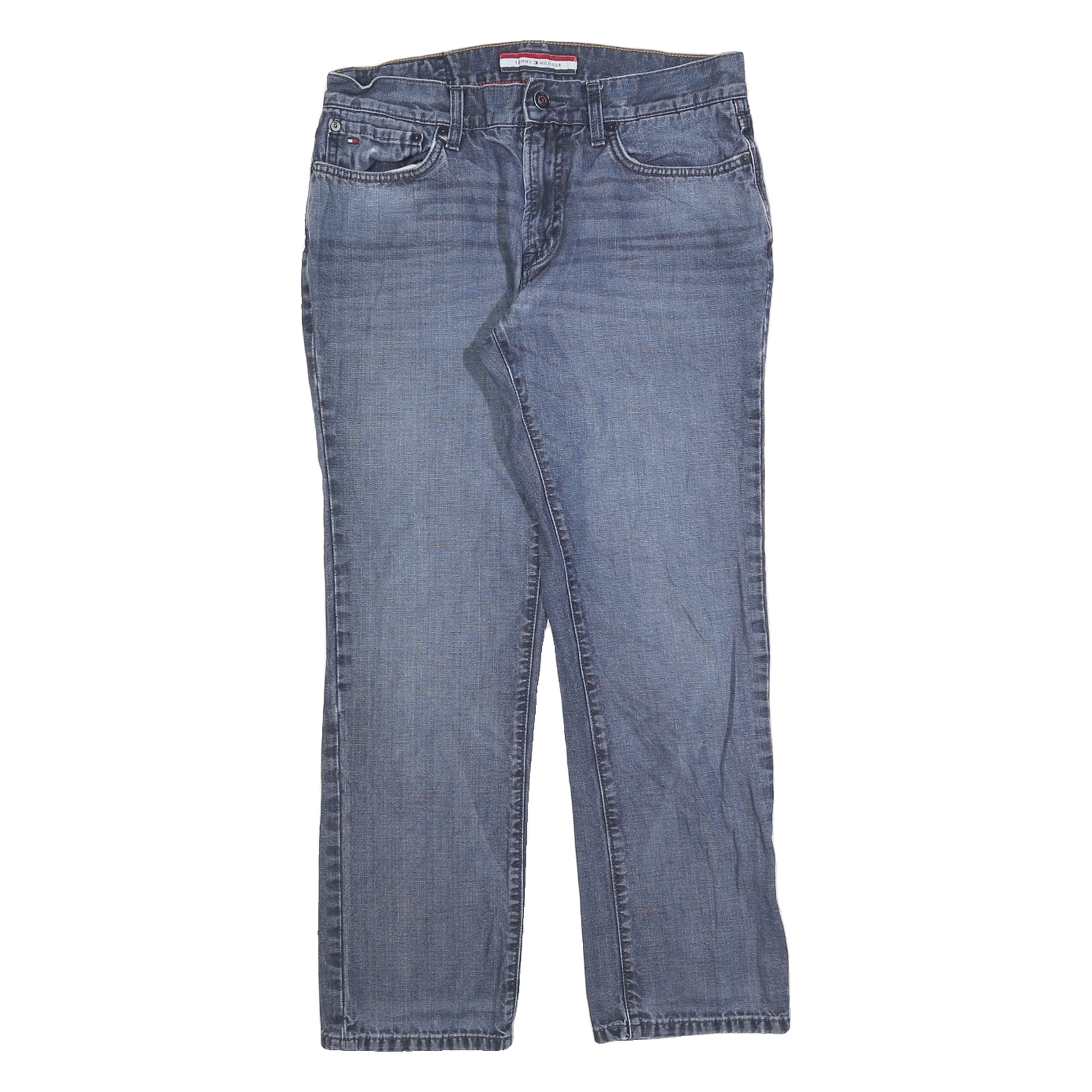 TOMMY HILFIGER Mens Regular Fit Blue Denim Jeans W32 L30 Zip Pockets Classic Refurbished - N/A refurbished available on Cerqular