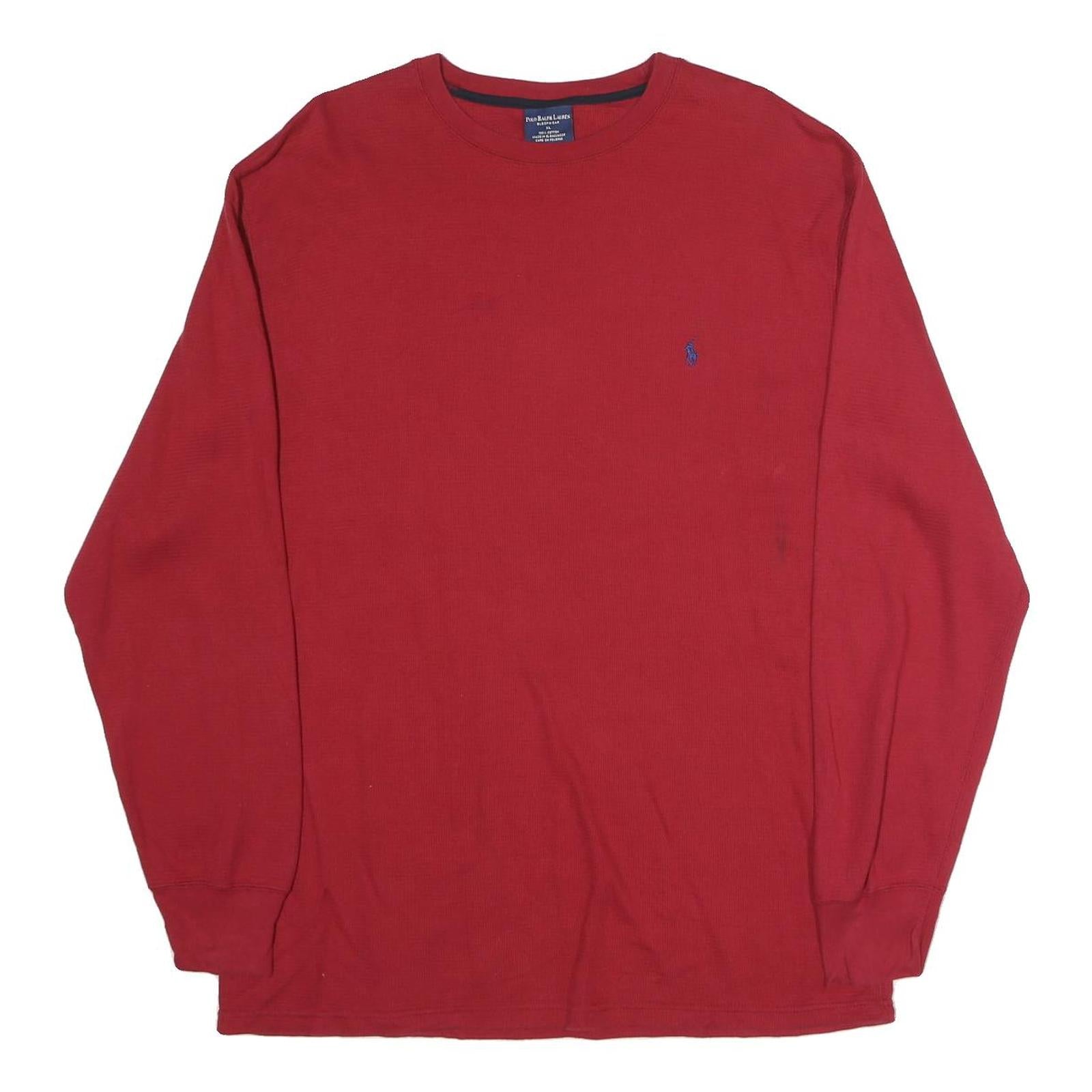 POLO RALPH LAUREN Mens Red XL Long Sleeve Crew Neck Cotton Classic T-Shirt Refurbished - N/A refurbished available on Cerqular