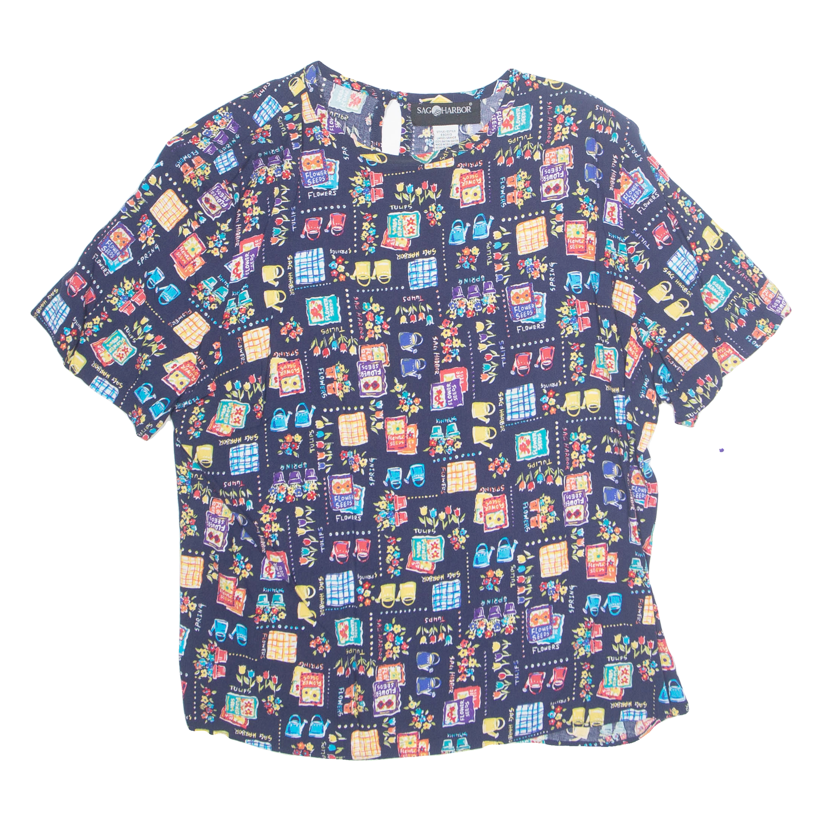 Womens Printed Top Blue Crazy Pattern L Refurbished - N/A refurbished available on Cerqular