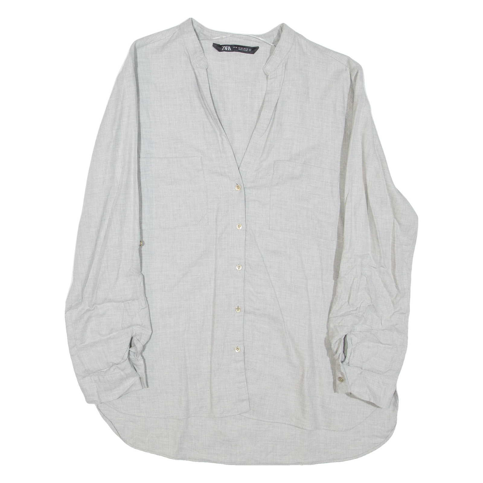 ZARA Womens Blouse Grey V-Neck Long Sleeve M Refurbished - N/A refurbished available on Cerqular