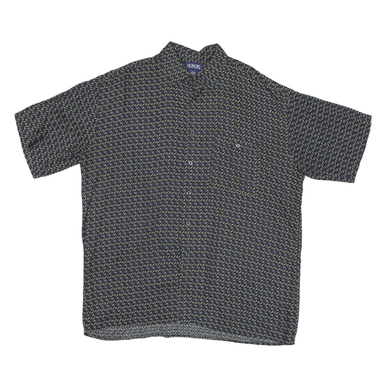 HONORS Mens Black & Beige Patterned Cotton Blend Shirt L Casual Button-Up Refurbished - N/A refurbished available on Cerqular