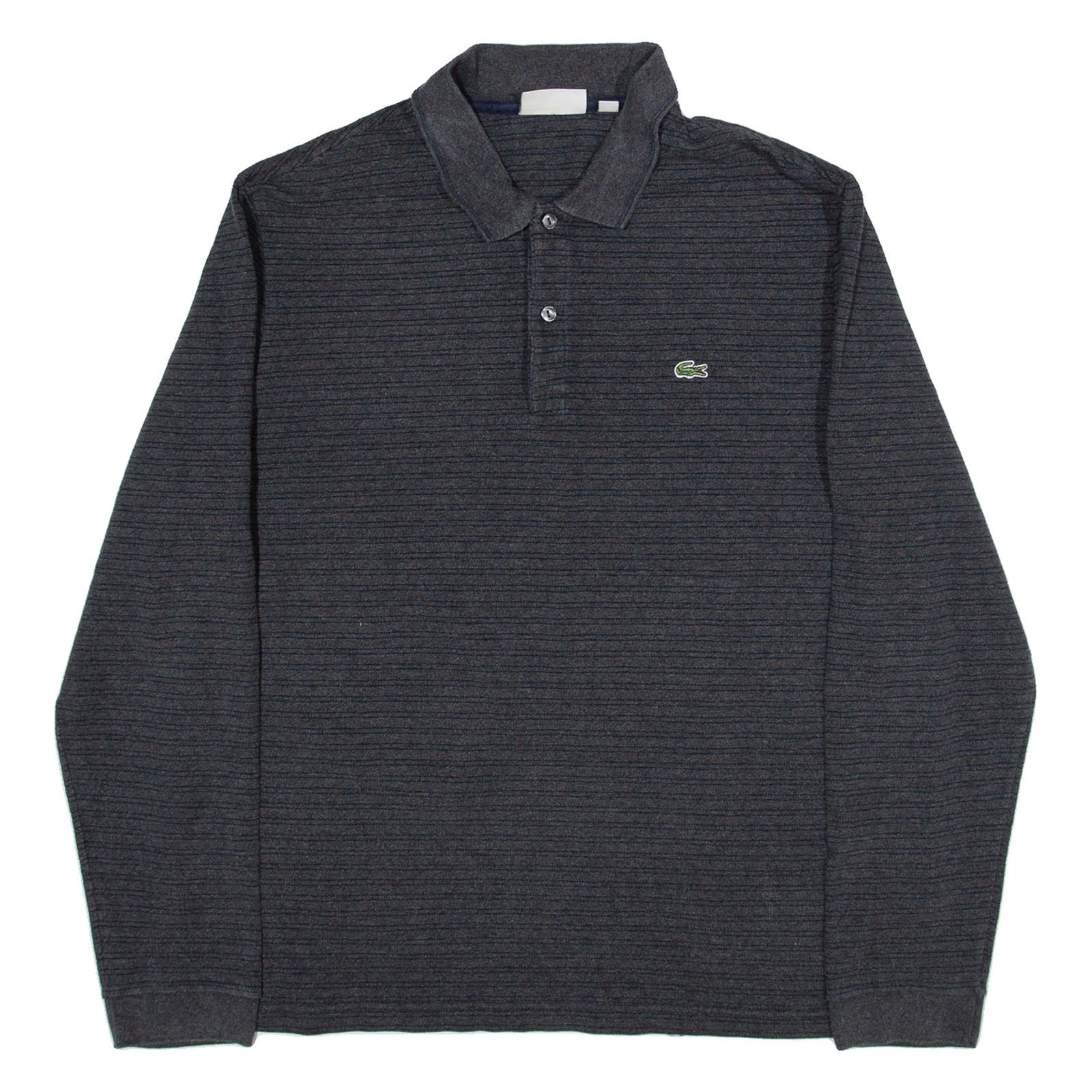 LACOSTE Regular Fit Mens Polo Shirt Grey Striped Long Sleeve XL Refurbished - N/A refurbished available on Cerqular