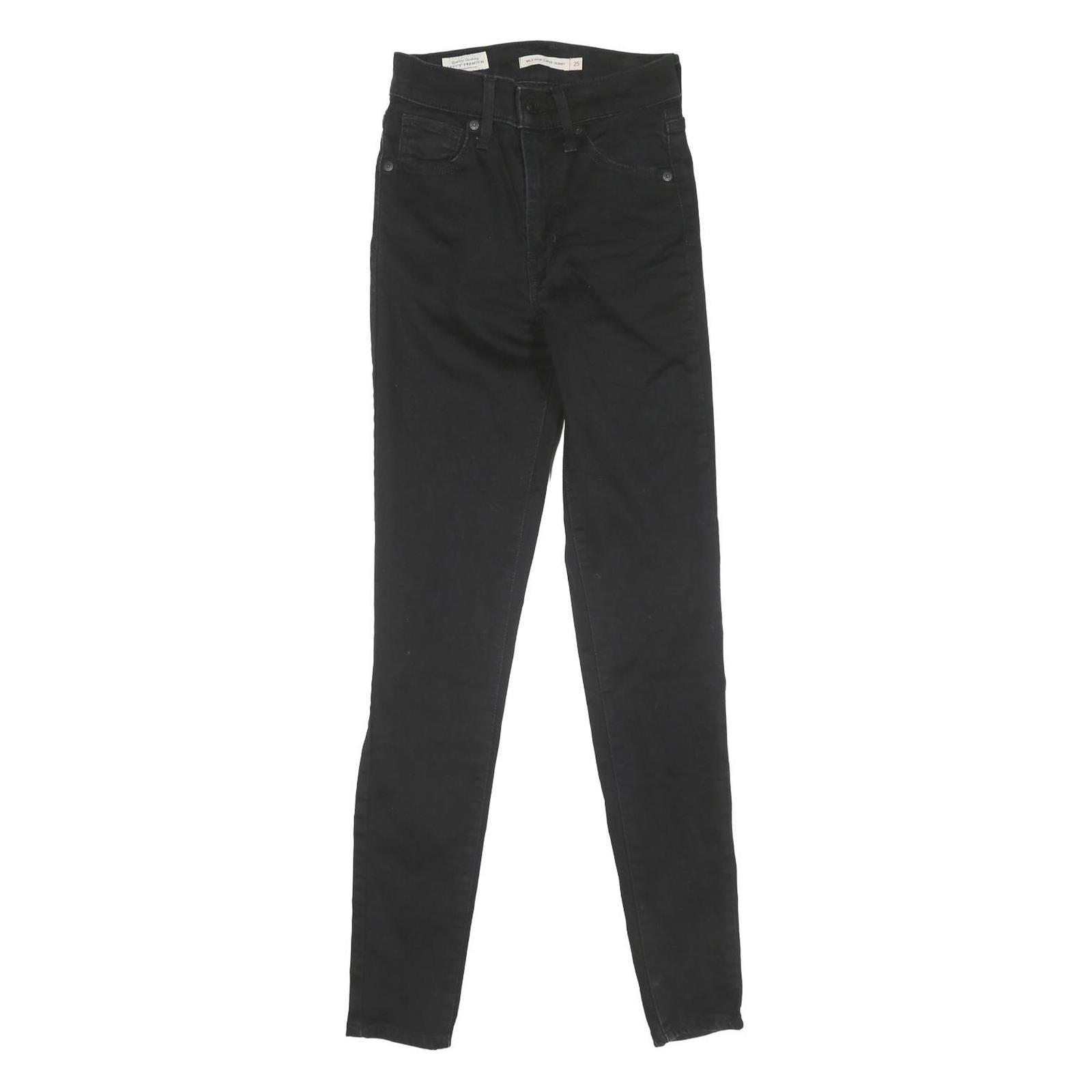 LEVI'S Womens Black Slim Skinny Denim Jeans W25 L29 Stretch Cotton Blend Zip Refurbished - N/A refurbished available on Cerqular