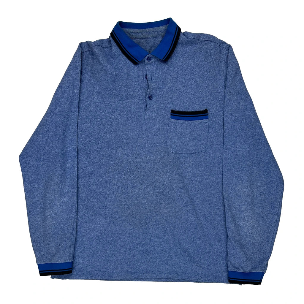 Armani Exchange Polo Shirt - Large Blue Cotton Blend Refurbished - Thrifted (note: this is a term often used to describe second- refurbished available on Cerqular