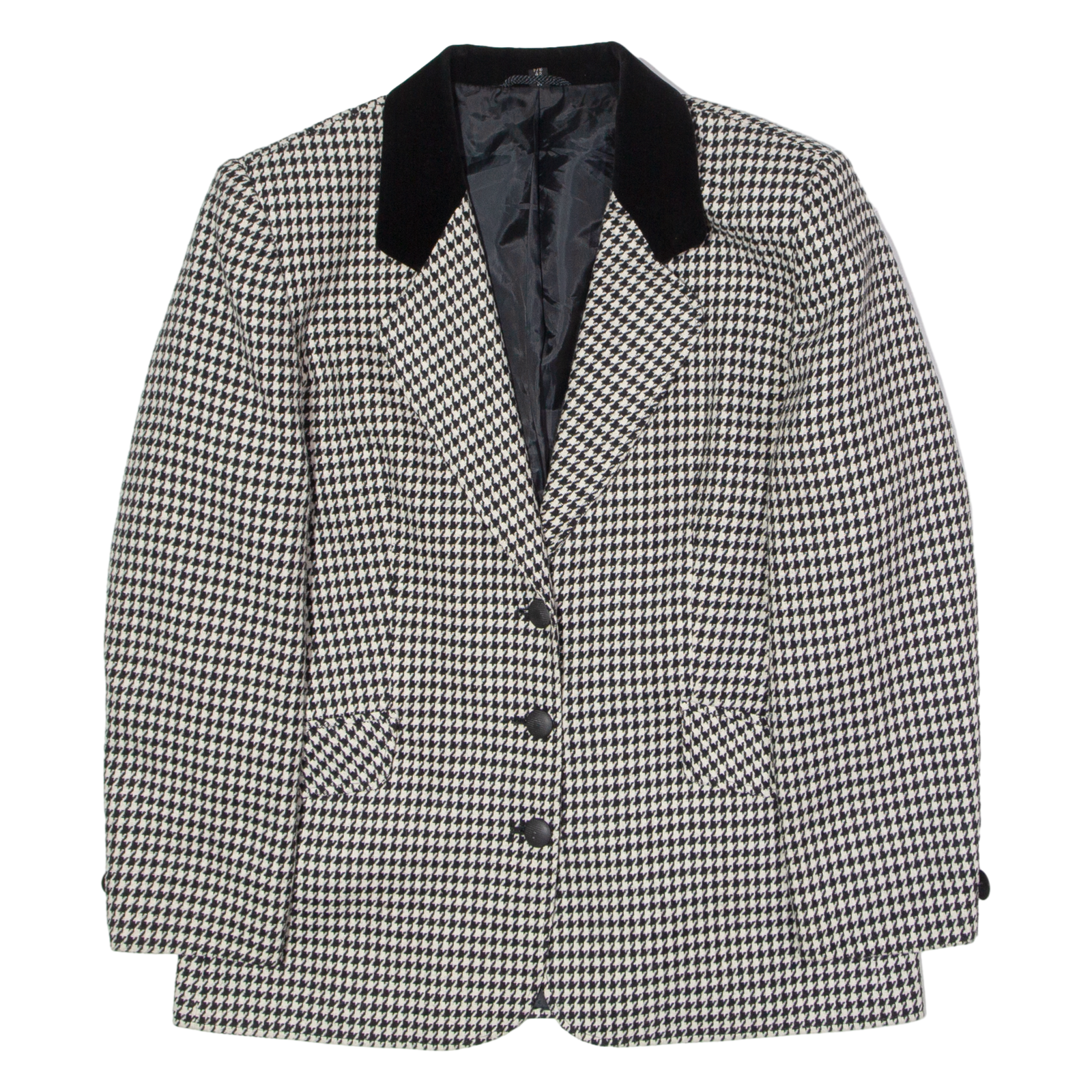 C&A Womens Blazer Jacket Black Wool 90s Houndstooth UK 14 Refurbished - N/A refurbished available on Cerqular