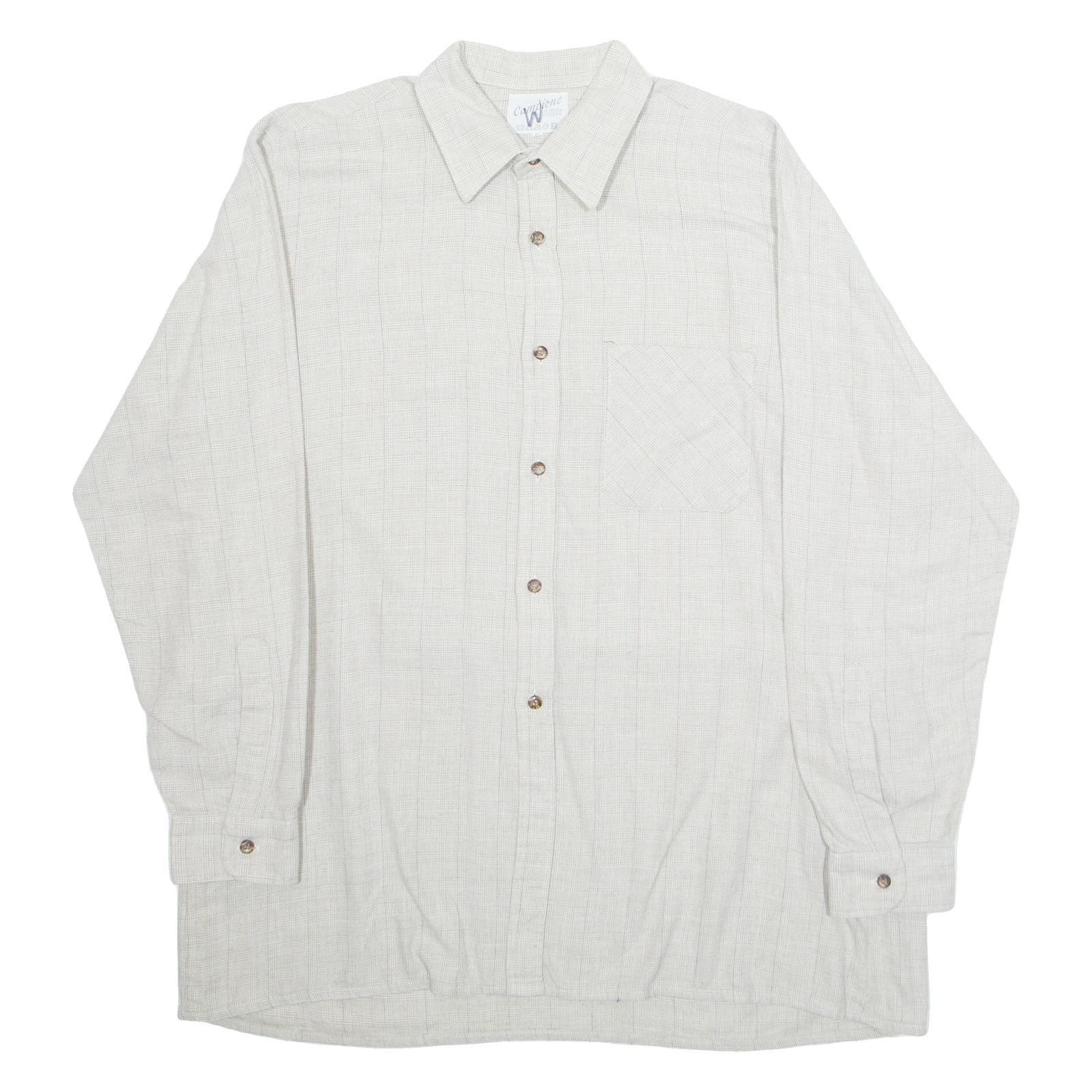 CAMPIONE Mens Shirt Beige Check Long Sleeve M Refurbished - N/A refurbished available on Cerqular
