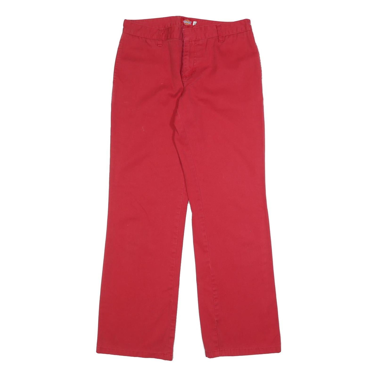DICKIES Womens Cotton Blend Red Relaxed Straight Trousers W30 L30 Casual Zip Refurbished - N/A refurbished available on Cerqular