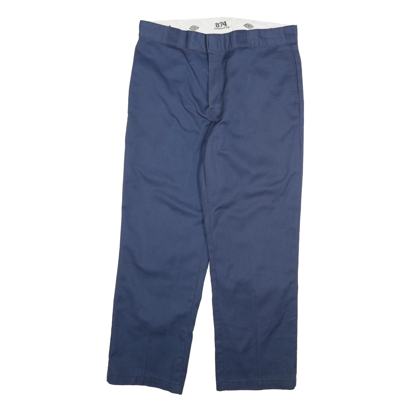 DICKIES Mens Cotton Blend Navy Regular Fit Straight Leg Trousers W34 L29 Refurbished - N/A refurbished available on Cerqular