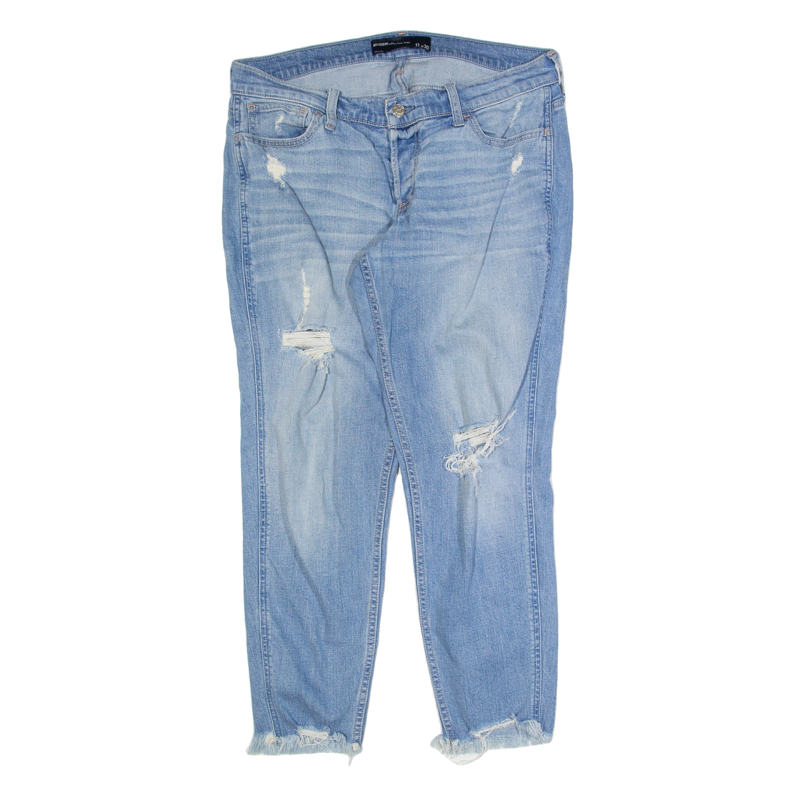 HOLLISTER Distressed Low Rise Womens Jeans Blue Bootcut Stone Wash W34 L26 Refurbished - N/A refurbished available on Cerqular