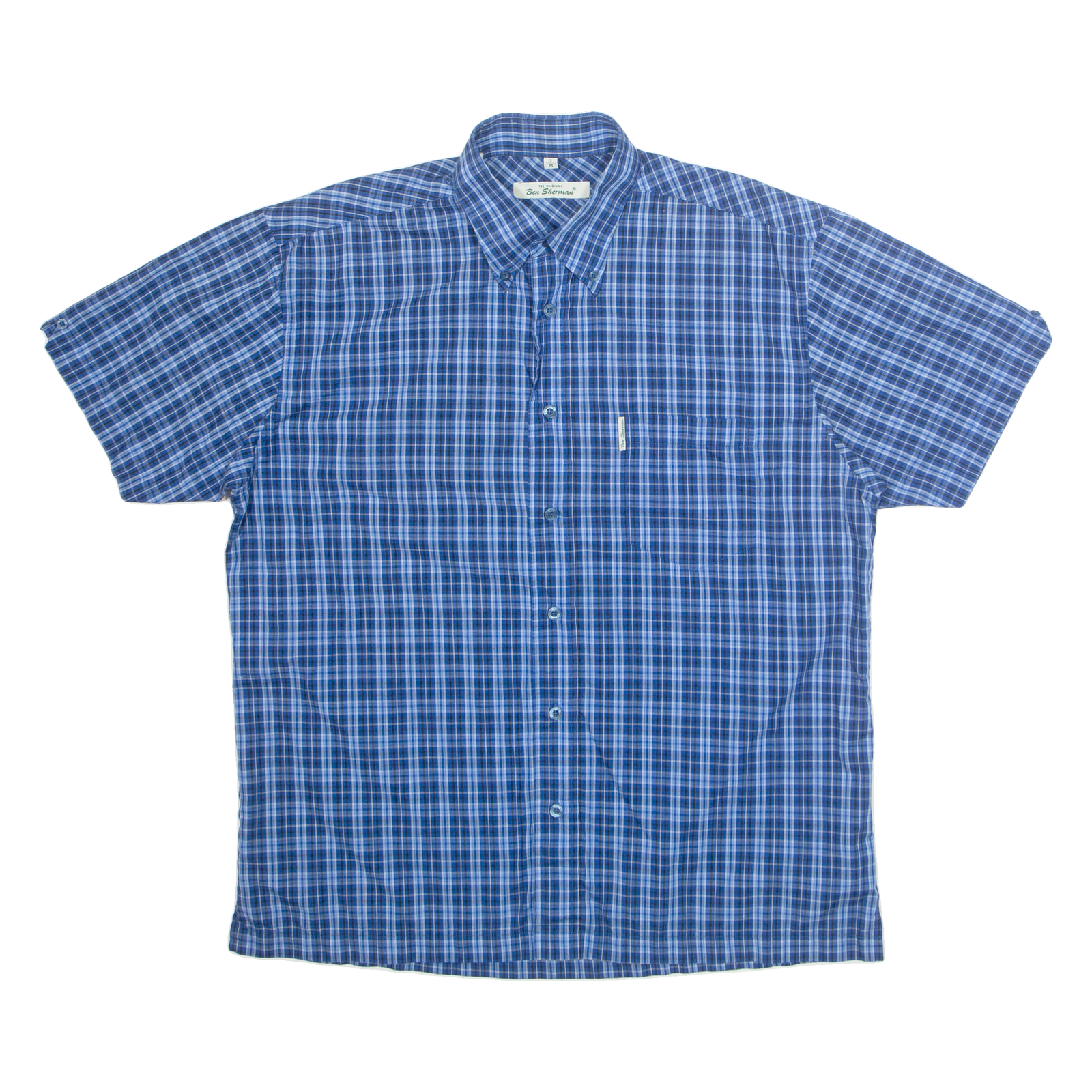BEN SHERMAN Mens Shirt Blue Check M Refurbished - N/A refurbished available on Cerqular
