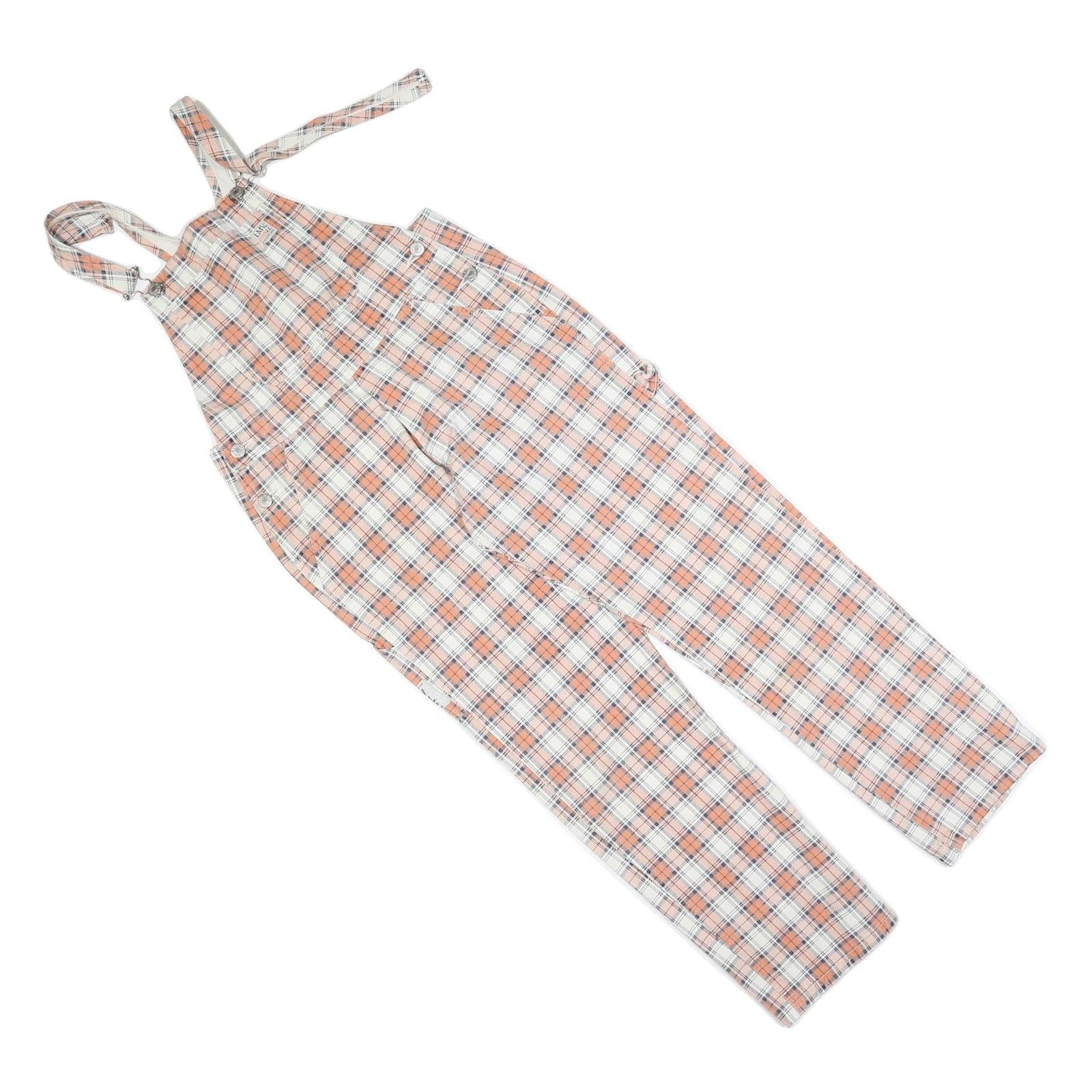 LMV Womens Cream & Orange Check Cotton Blend Dungarees Slim S W30 L30 Refurbished - N/A refurbished available on Cerqular