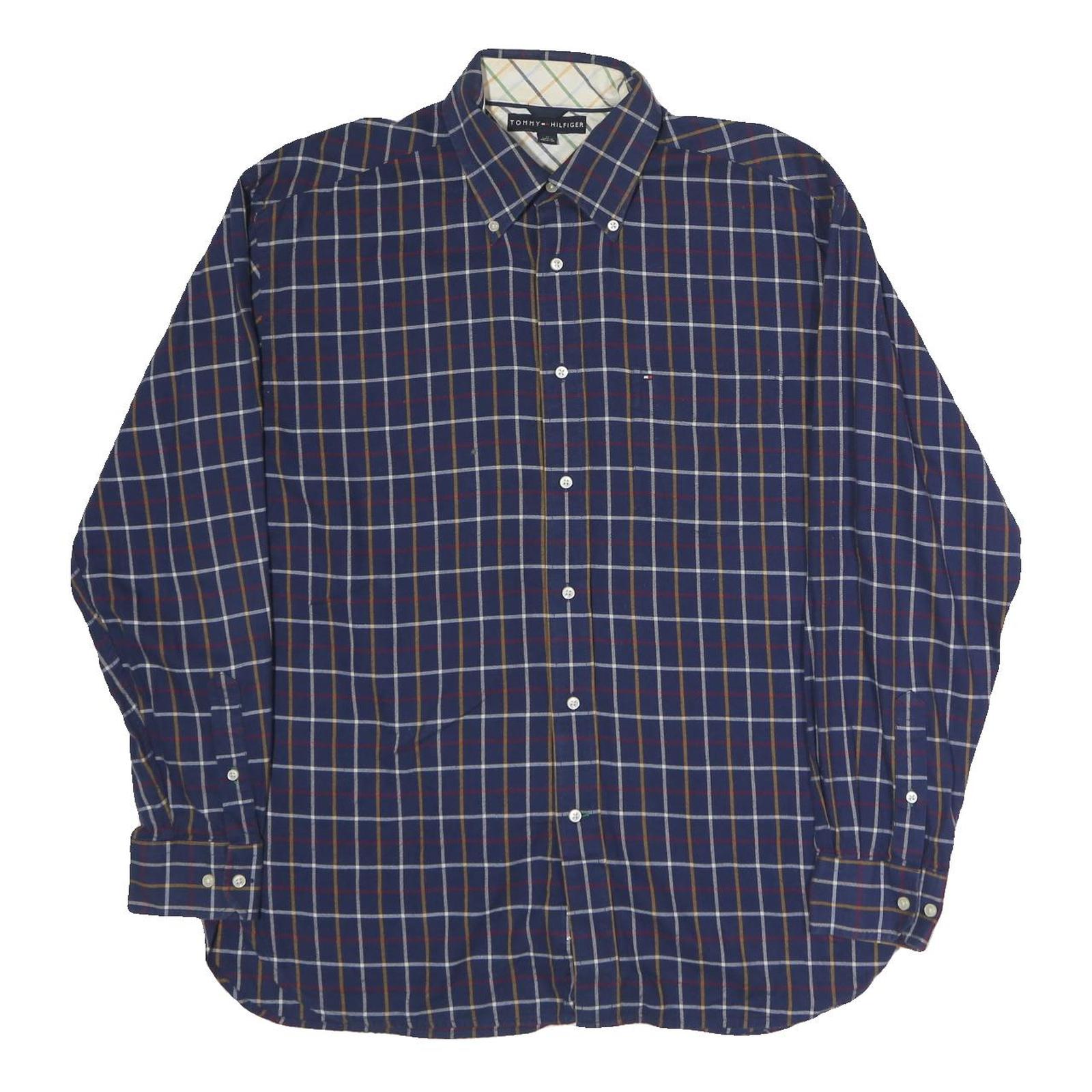 TOMMY HILFIGER Mens Blue & Red Checked Shirt M Classic Button Down Cotton Refurbished - N/A refurbished available on Cerqular