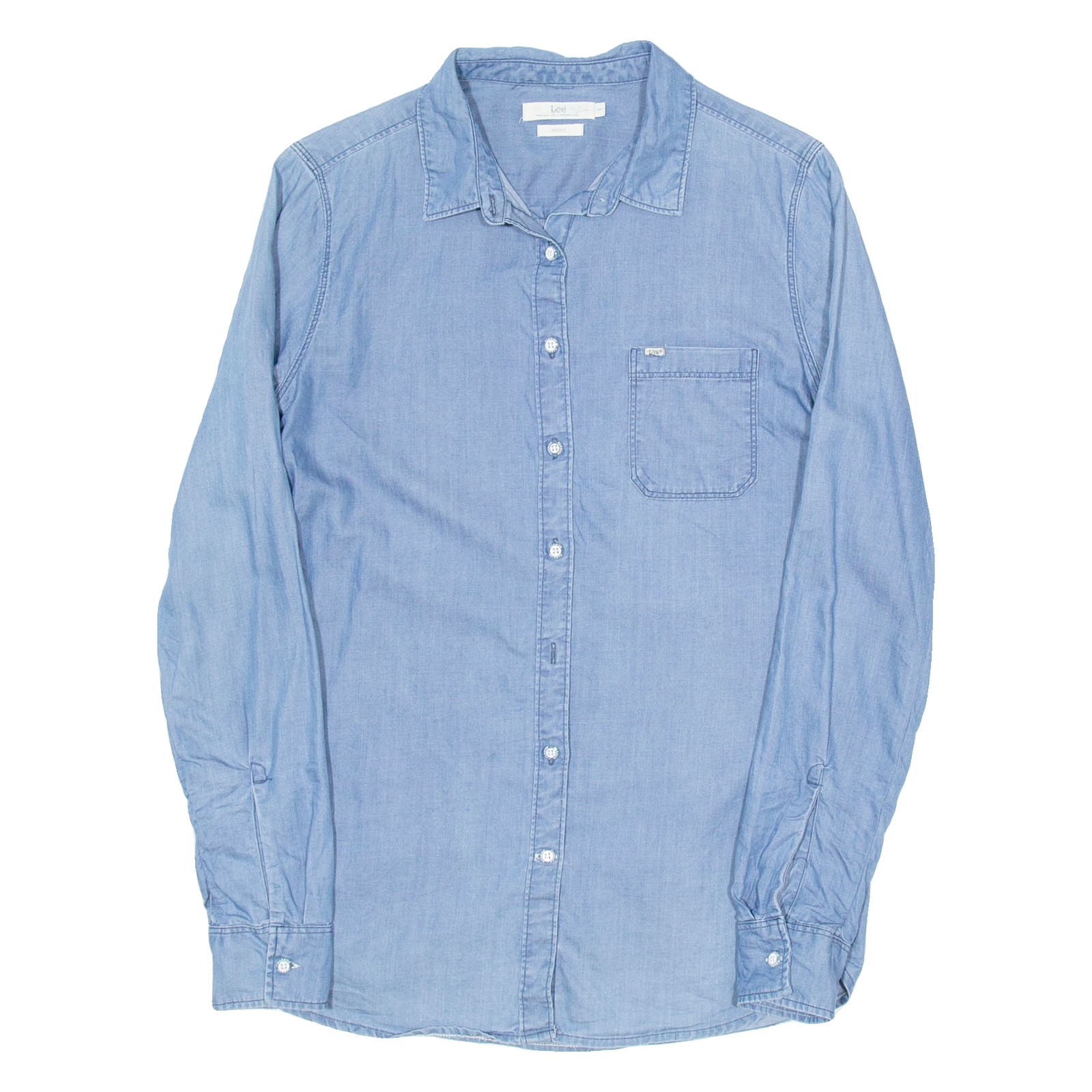 LEE Womens Plain Shirt Blue Long Sleeve S Refurbished - N/A refurbished available on Cerqular