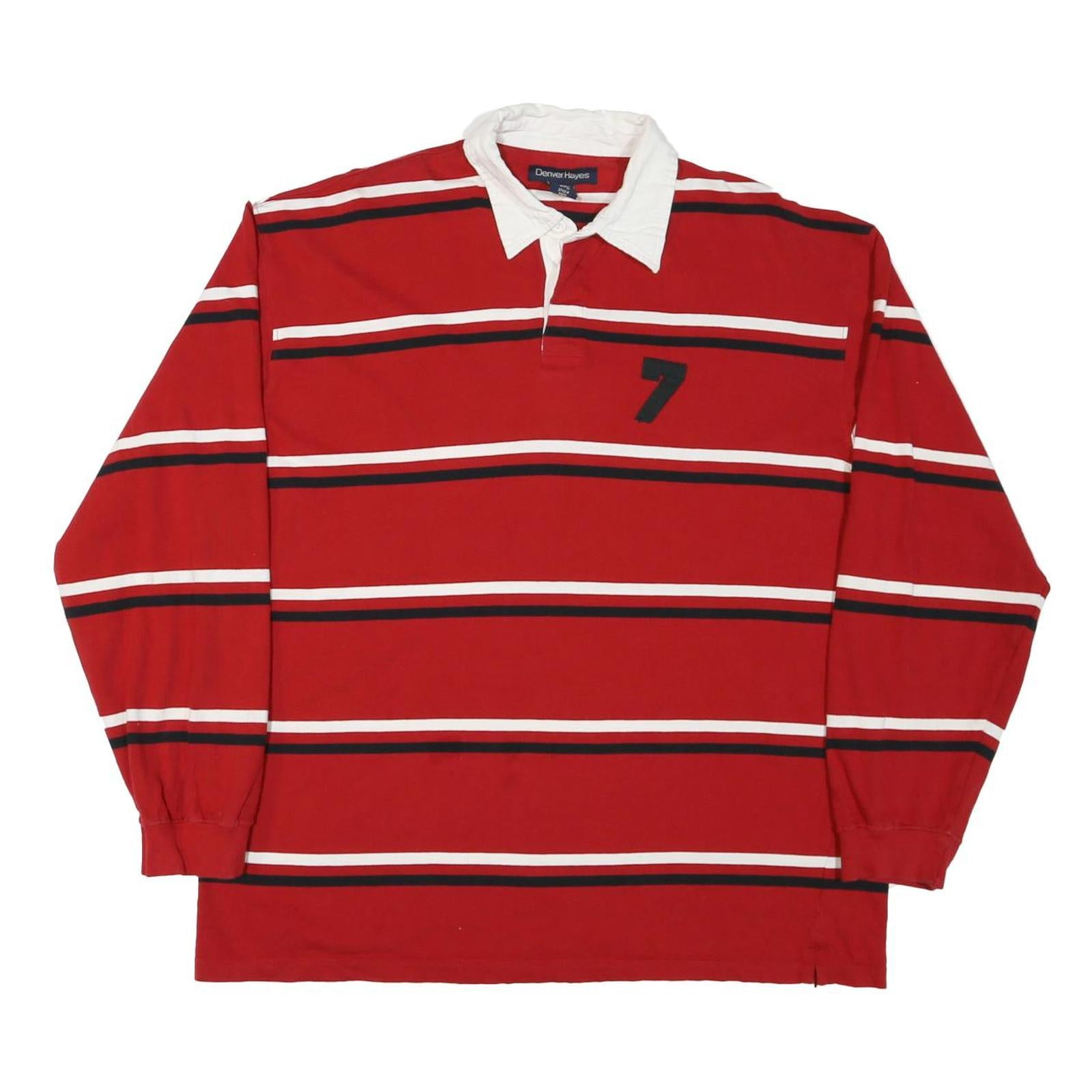 Buy DENVER HAYES Mens Red & White Striped Long Sleeve Polo Shirt L Cotton Blend Refurbished - $33.79 DENVER HAYES Mens Red & White Striped Long Sleeve Polo Shirt L Cotton Blend Refurbished - N/A refurbished available on Cerqular