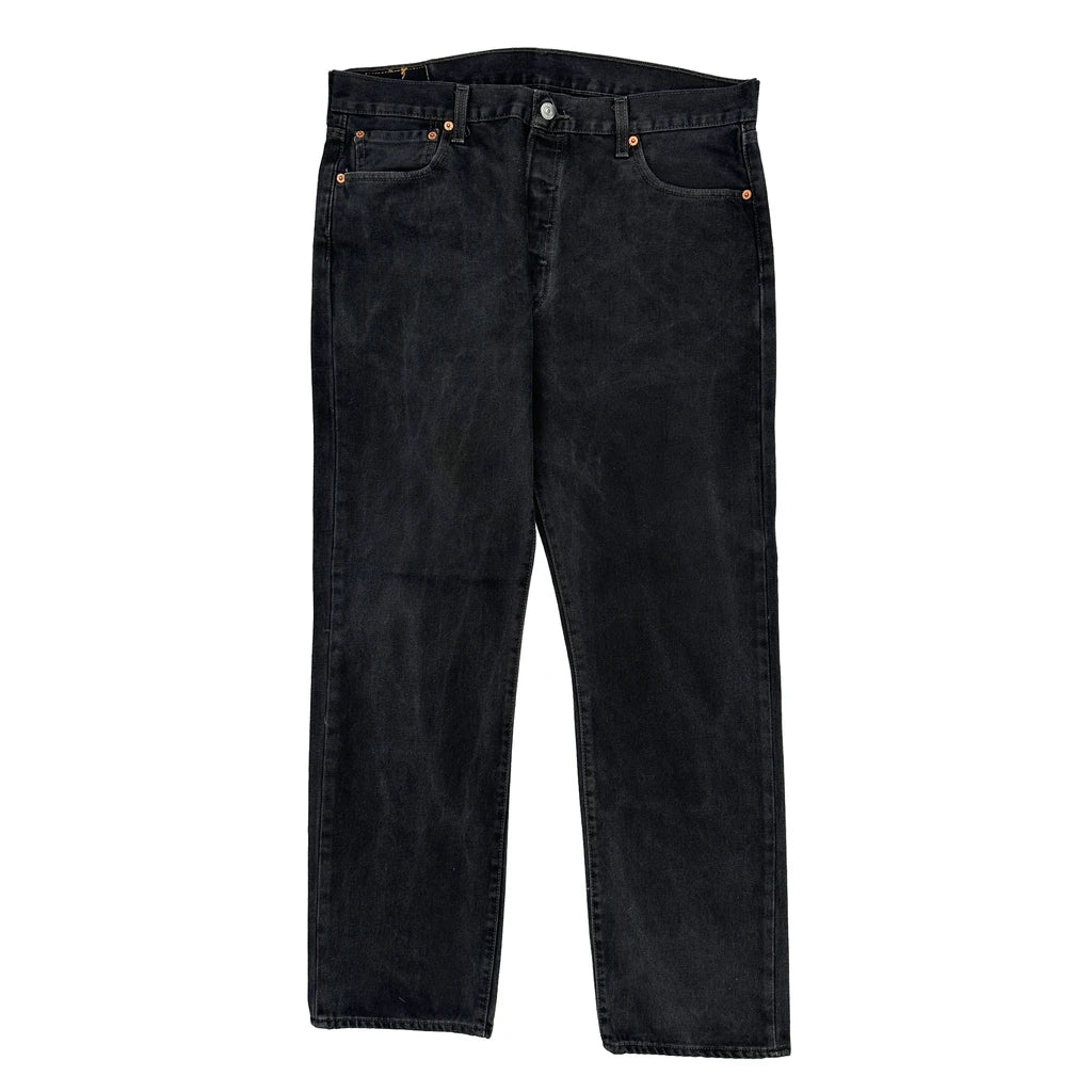 501 Levis Jeans - 36W 31L Black Denim Refurbished - Thrifted (note: this is a term often used to describe second- refurbished available on Cerqular