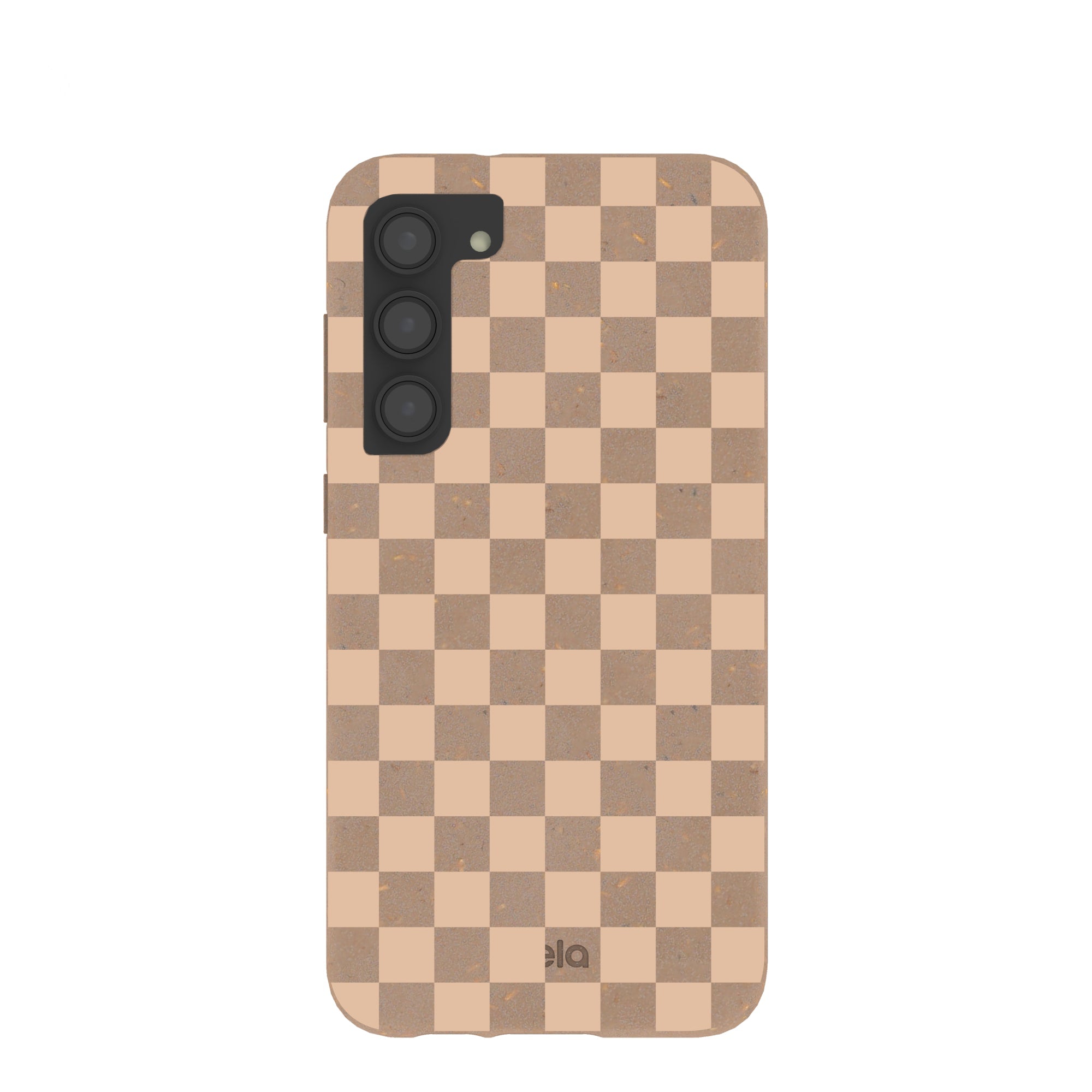 Chocolate Brown Latte Check Samsung Galaxy S23+(Plus) Case Refurbished - Pela Case refurbished available on Cerqular