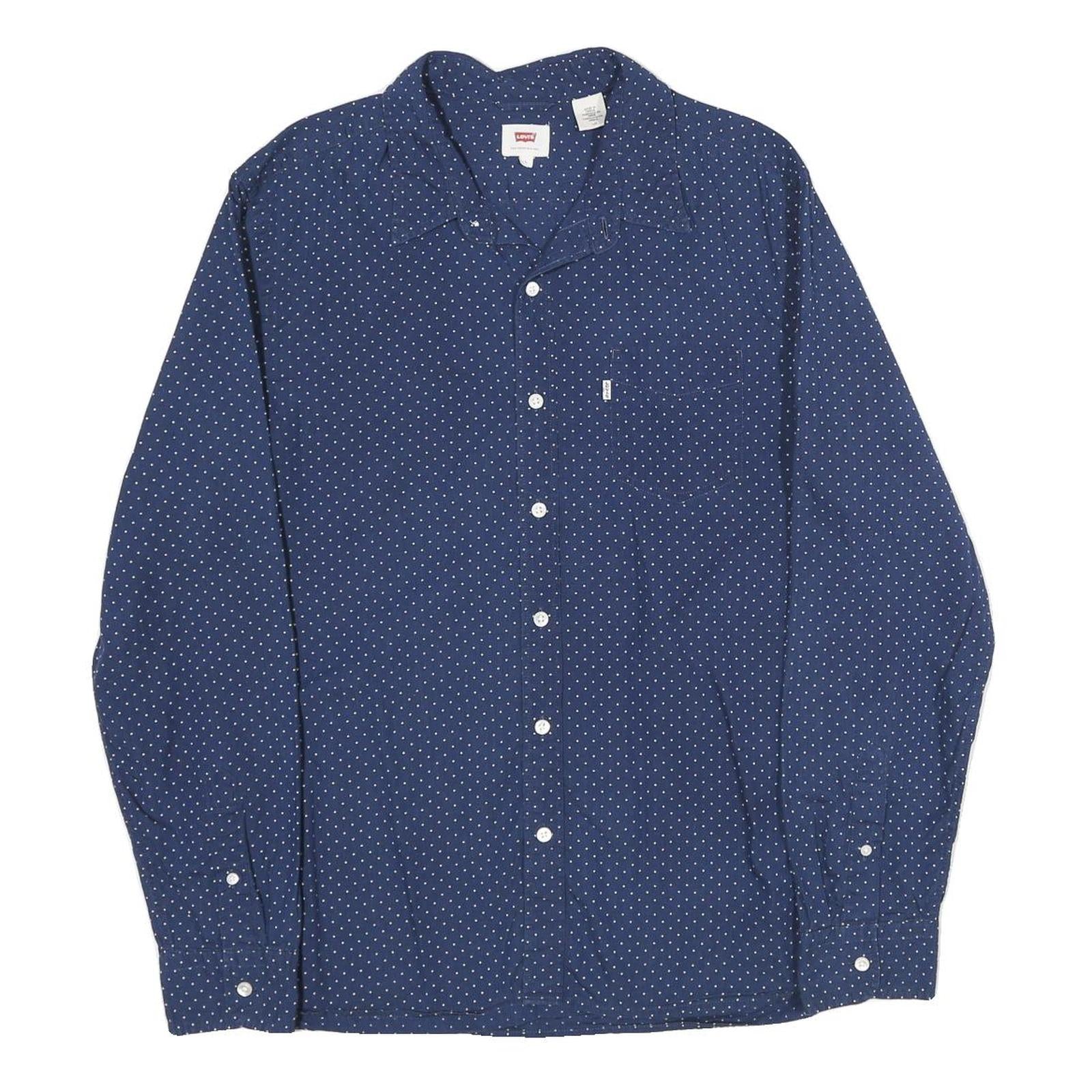 LEVI'S Mens Blue & White Polka Dot Cotton Shirt L Casual Button Down Refurbished - N/A refurbished available on Cerqular