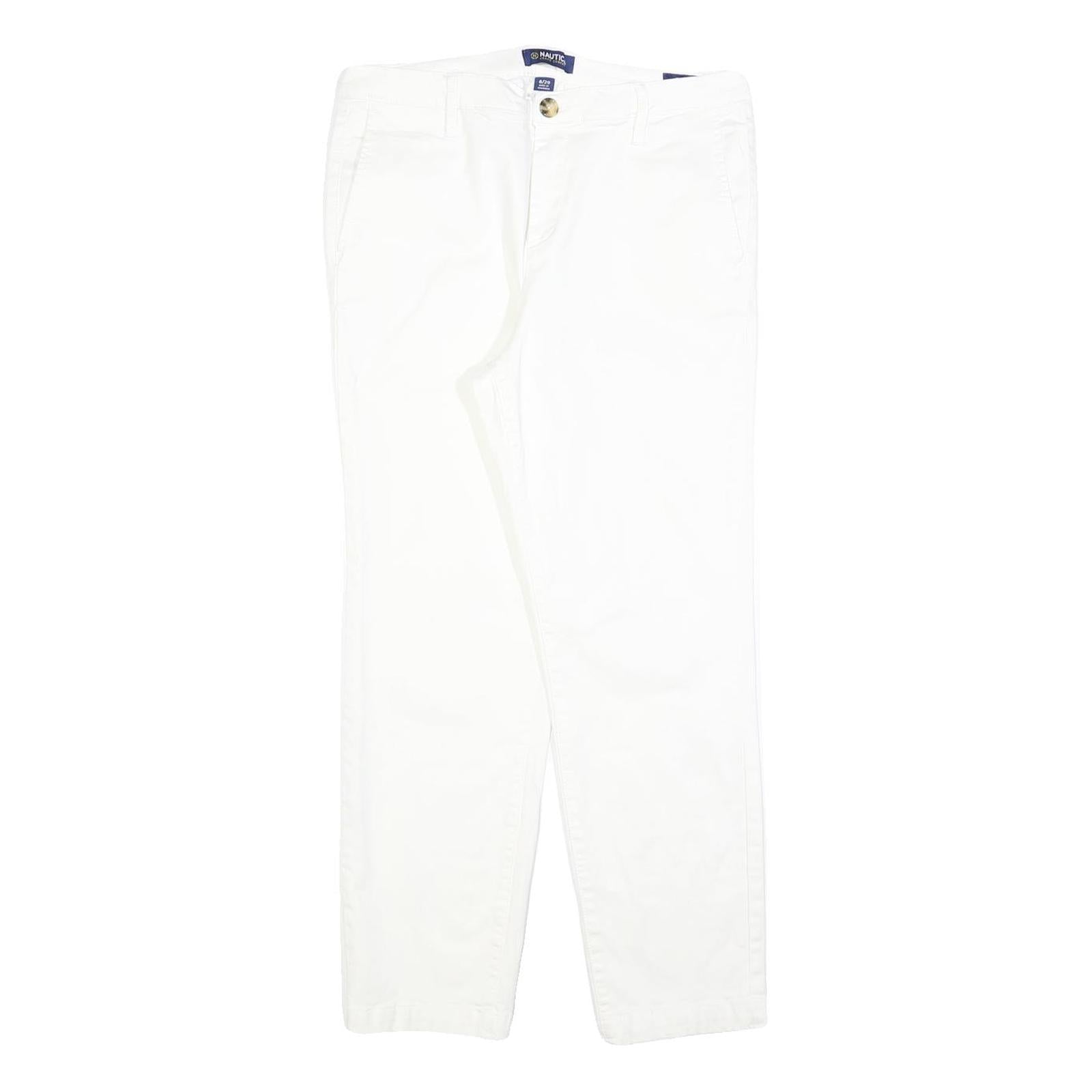 NAUTICA Womens Cotton Blend White Slim Straight Trousers W29 L27 Slim Fit Zip Refurbished - N/A refurbished available on Cerqular