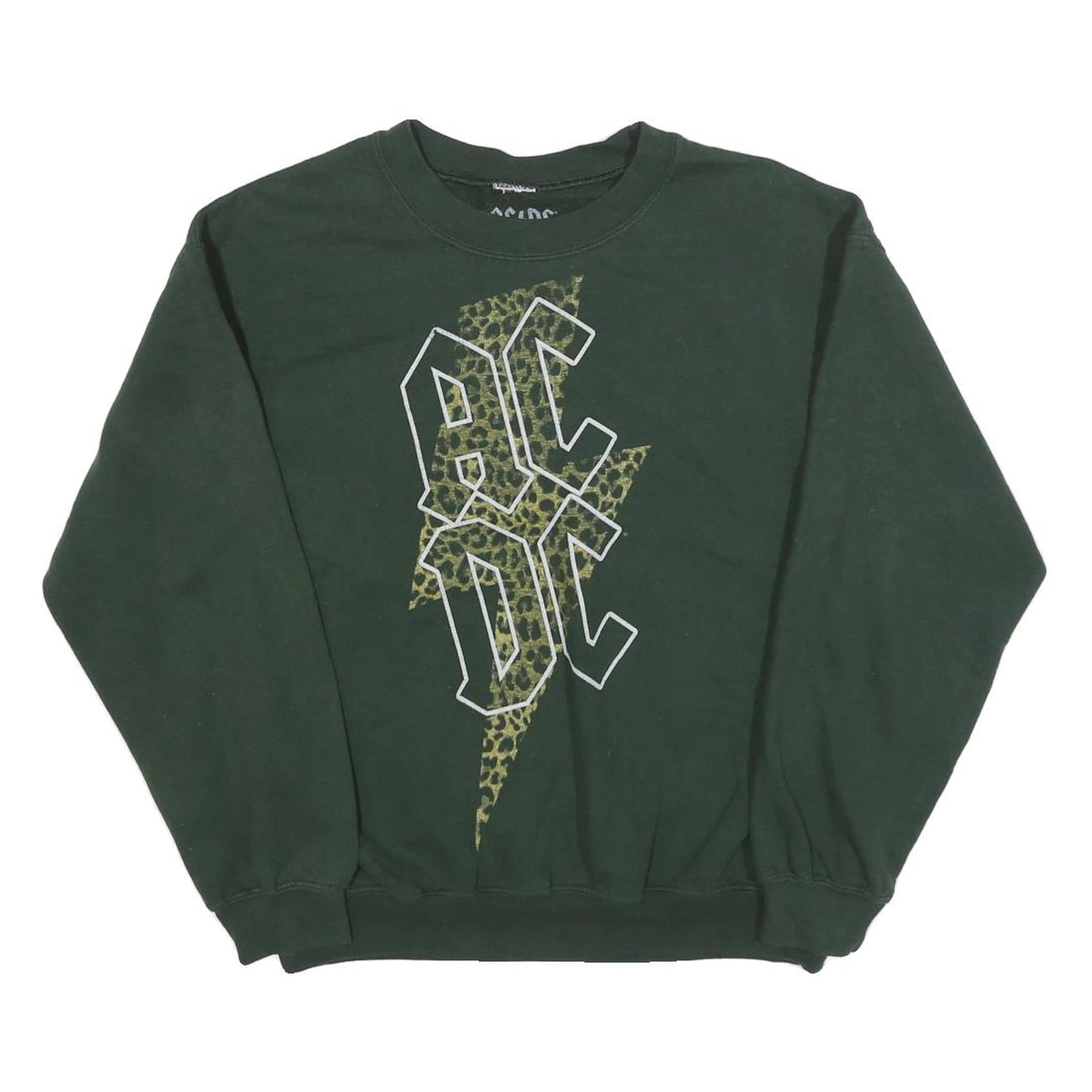 ACDC Womens Green Cotton Blend Crew Neck Sweatshirt M Animal Print Graphic Refurbished - N/A refurbished available on Cerqular