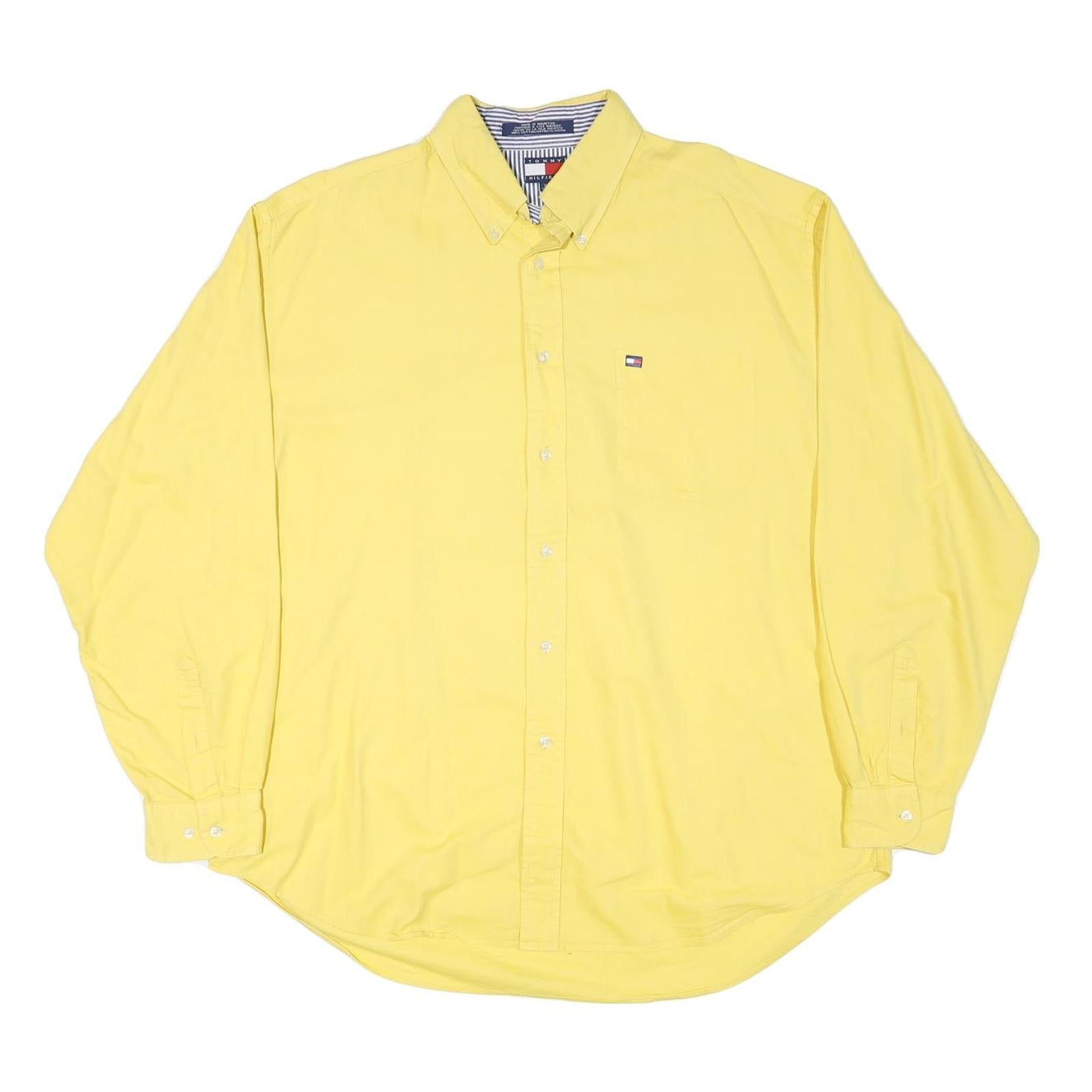 TOMMY HILFIGER Mens Yellow Cotton Blend Shirt 2XL Button Down Classic Fit Refurbished - N/A refurbished available on Cerqular