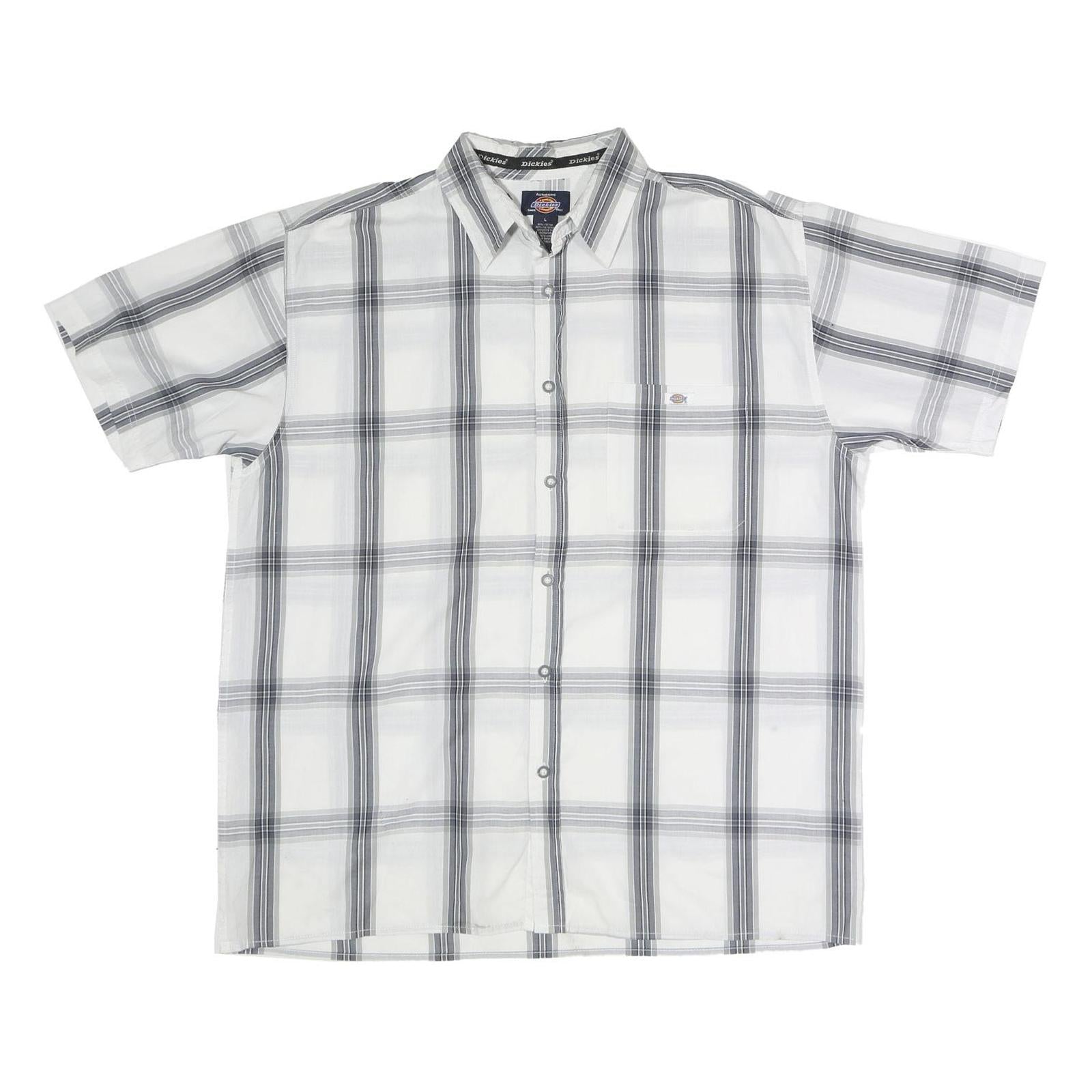 DICKIES Mens White & Grey Check Shirt Short Sleeve L Casual Cotton Blend Refurbished - N/A refurbished available on Cerqular
