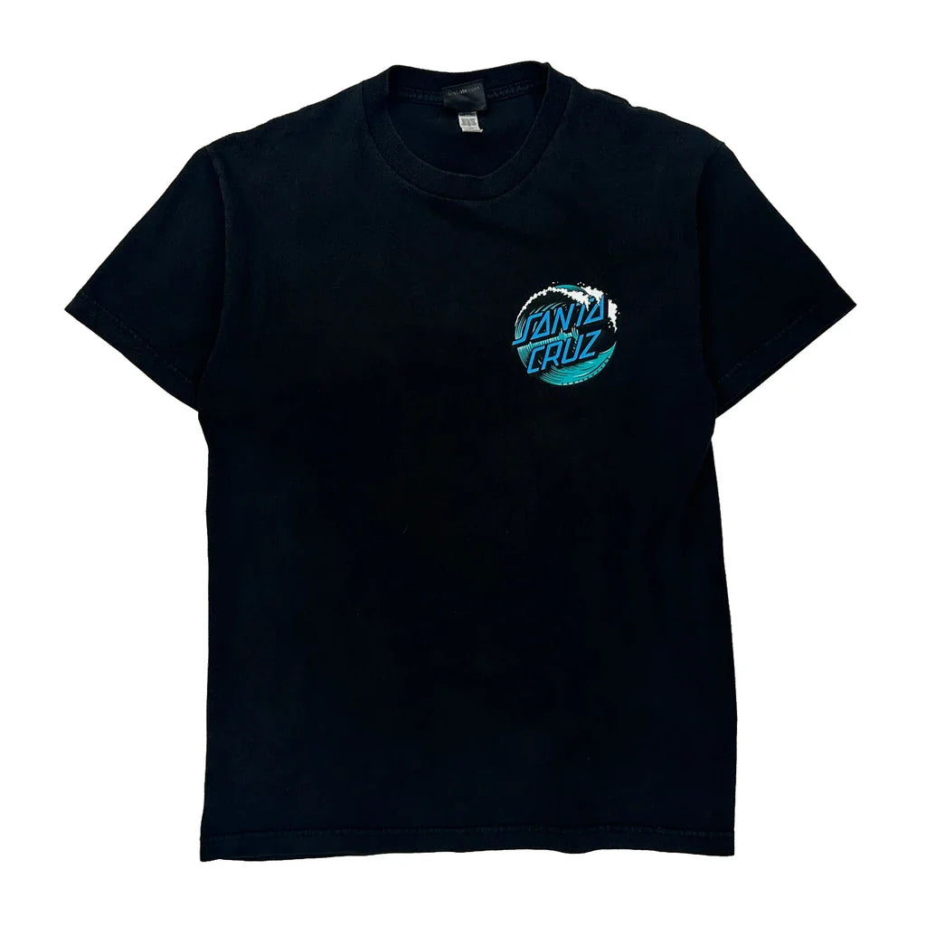 California Santa Cruz Graphic T-Shirt - Medium Black Cotton Refurbished - Thrifted (note: this is a term often used to describe second- refurbished available on Cerqular