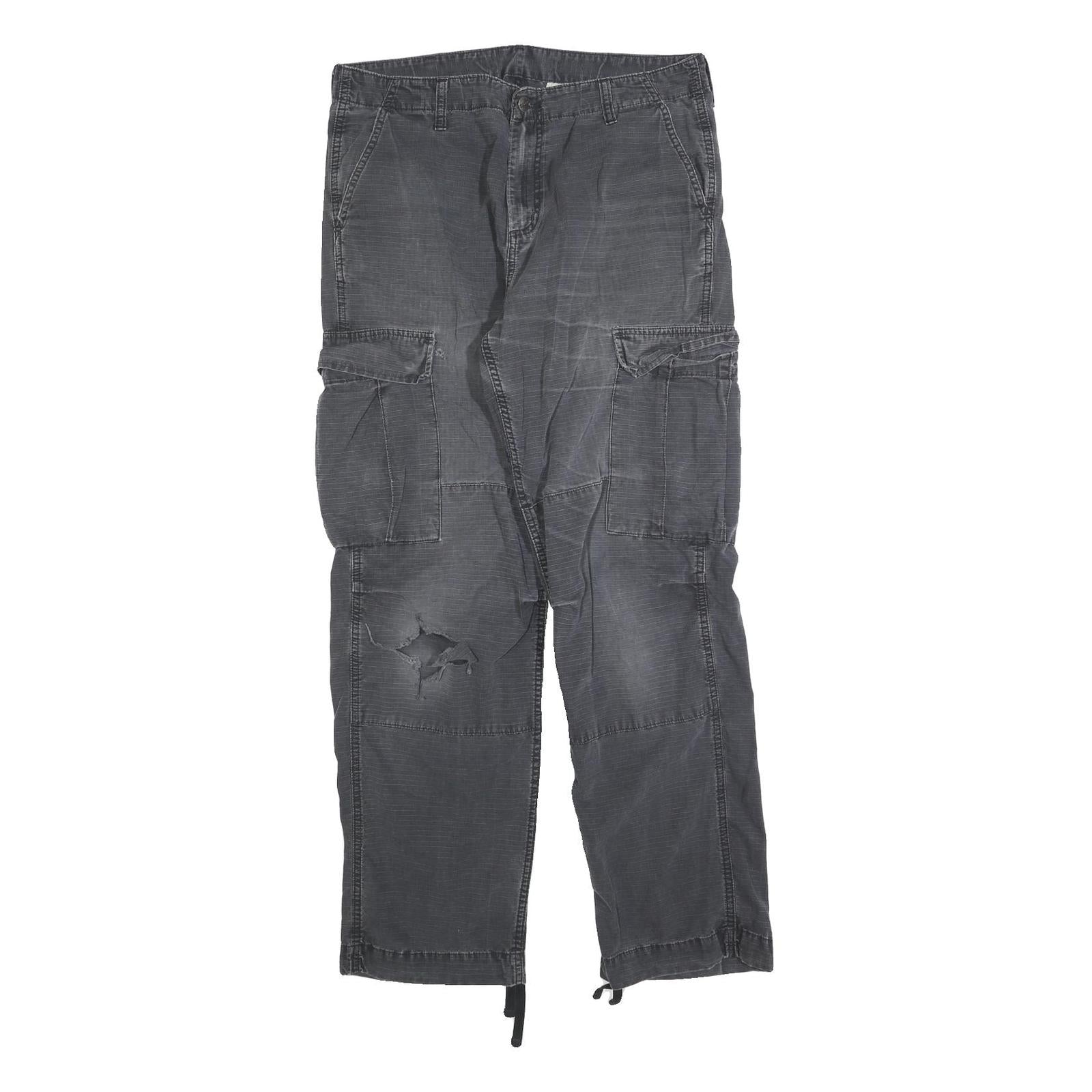 CARHARTT Mens Cotton Blend Black Regular Cargo Trousers W34 L32 Workwear Refurbished - N/A refurbished available on Cerqular