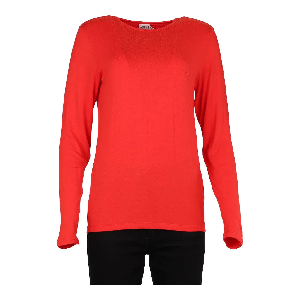 Armani Long Sleeve Top - Small Red Viscose Refurbished - Thrifted (note: this is a term often used to describe second- refurbished available on Cerqular