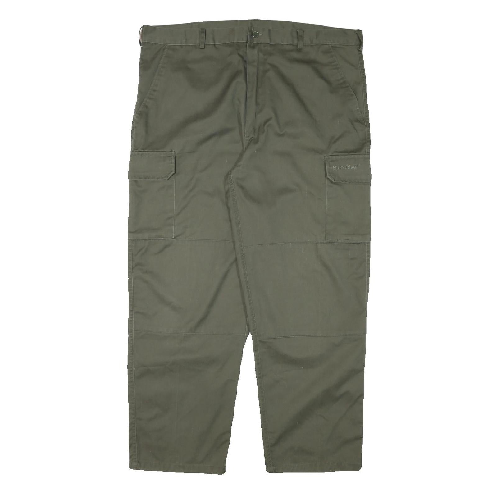 BLUE RIVER Mens Cotton Blend Green Regular Straight Trousers W40 L29 Casual Refurbished - N/A refurbished available on Cerqular