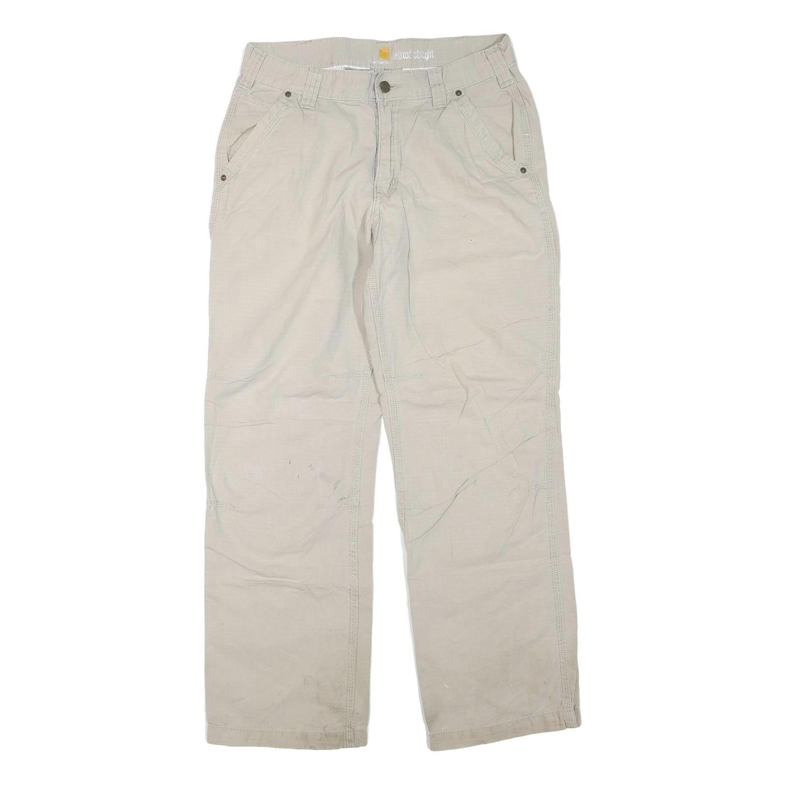 CARHARTT Mens Cotton Blend Beige Regular Straight Trousers W32 L30 Durable Refurbished - N/A refurbished available on Cerqular