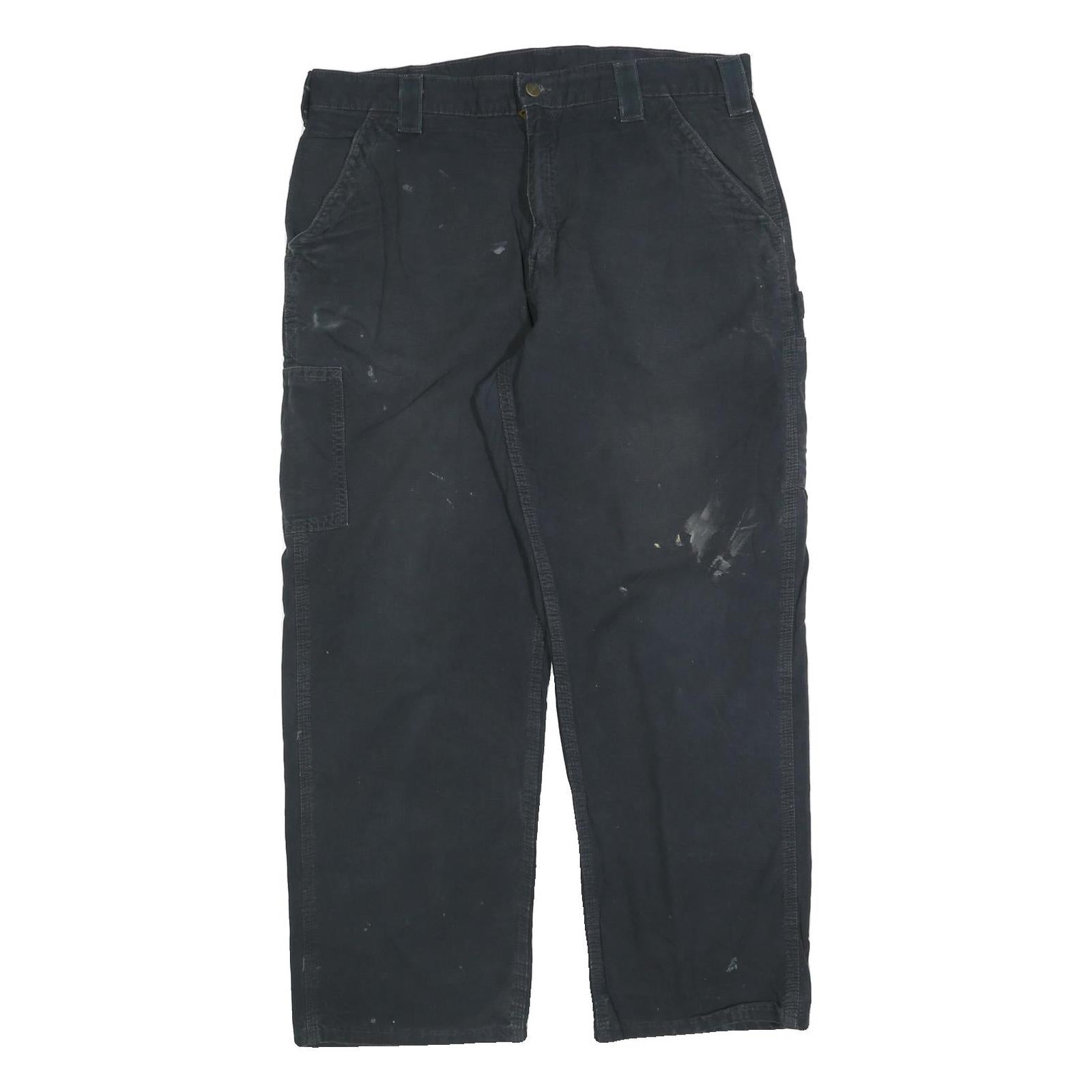 CARHARTT Mens Cotton Blend Black Regular Fit Straight Leg Trousers W36 L30 Refurbished - N/A refurbished available on Cerqular