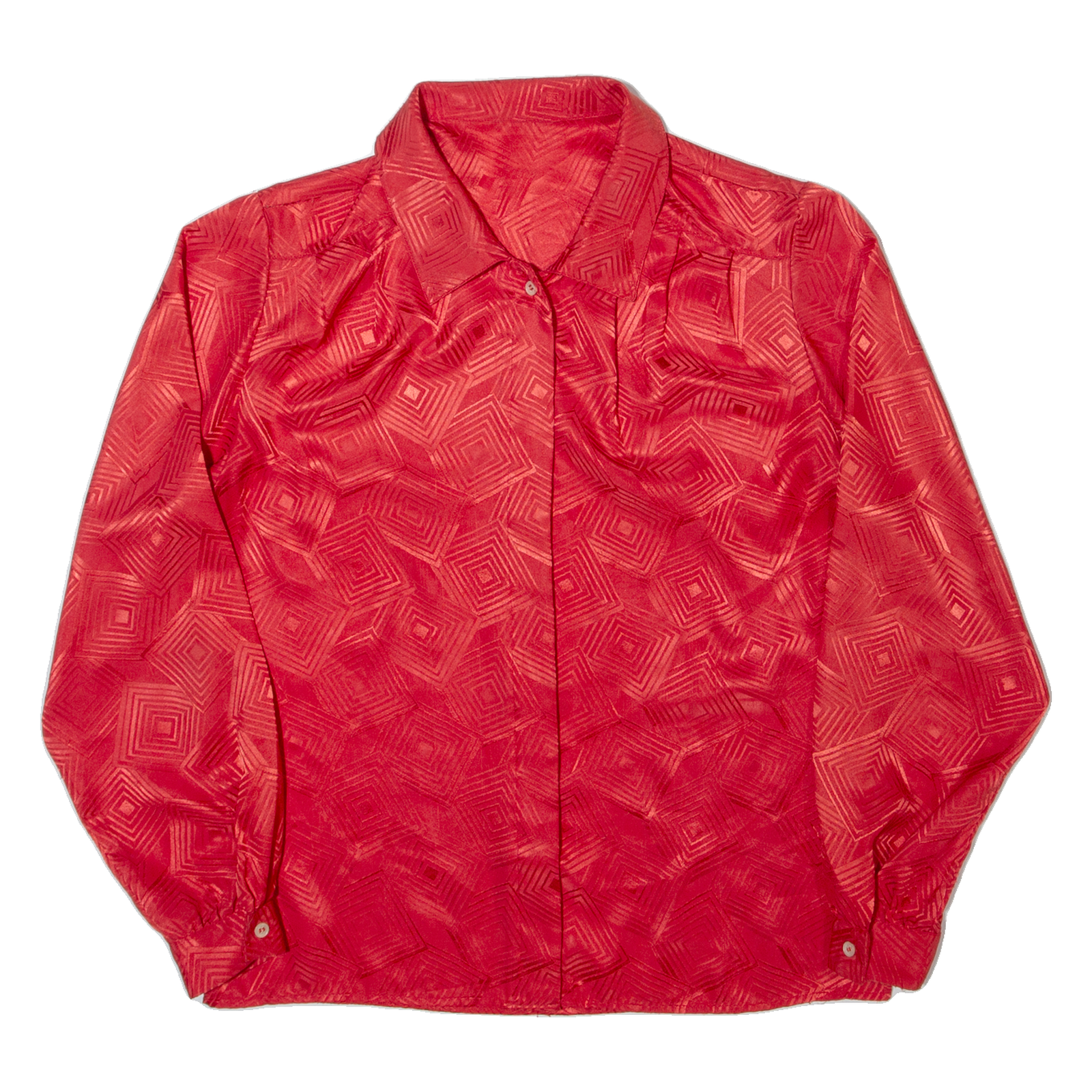 Womens Shirt Red 90s Geometric Long Sleeve S Refurbished - N/A refurbished available on Cerqular