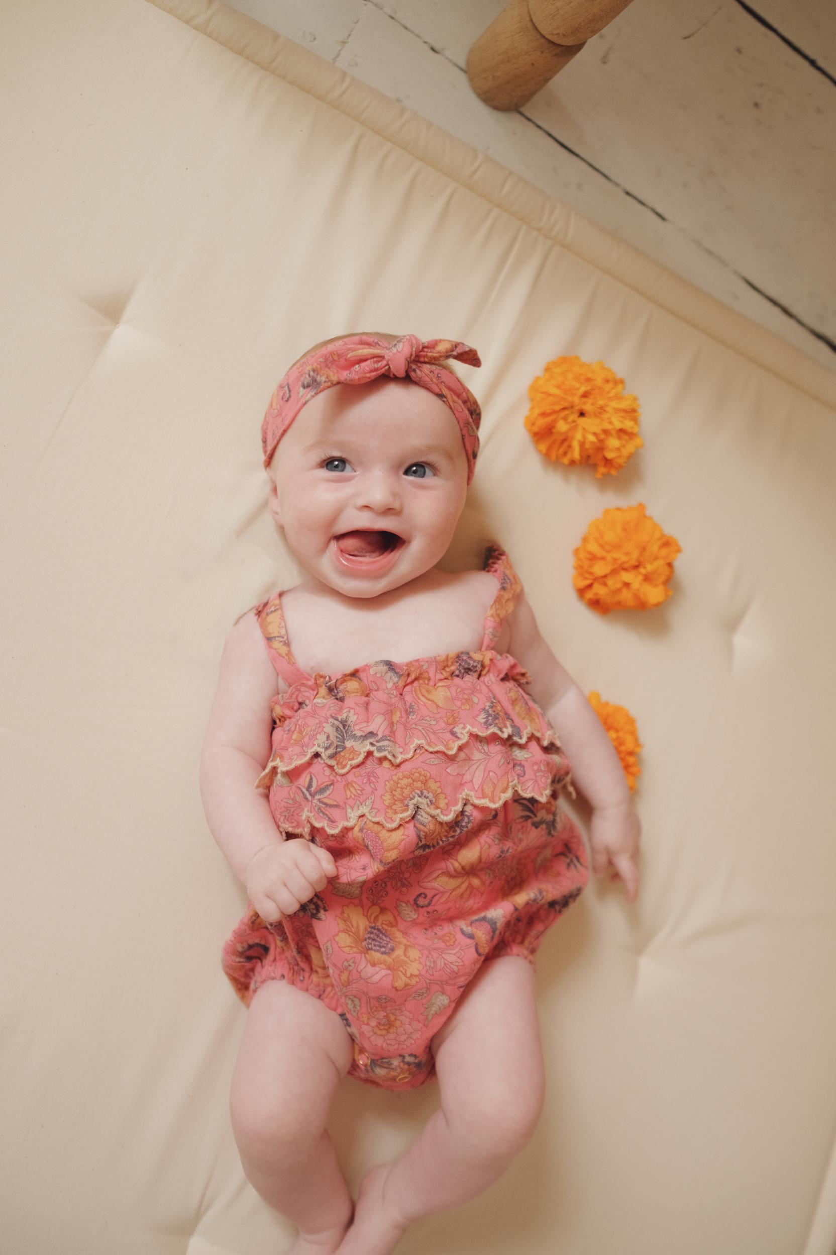 Pink baby girl romper - Bohemian Strawberry | Size: 3m Refurbished - N/A (Note: This brand may not be well-known globally refurbished available on Cerqular