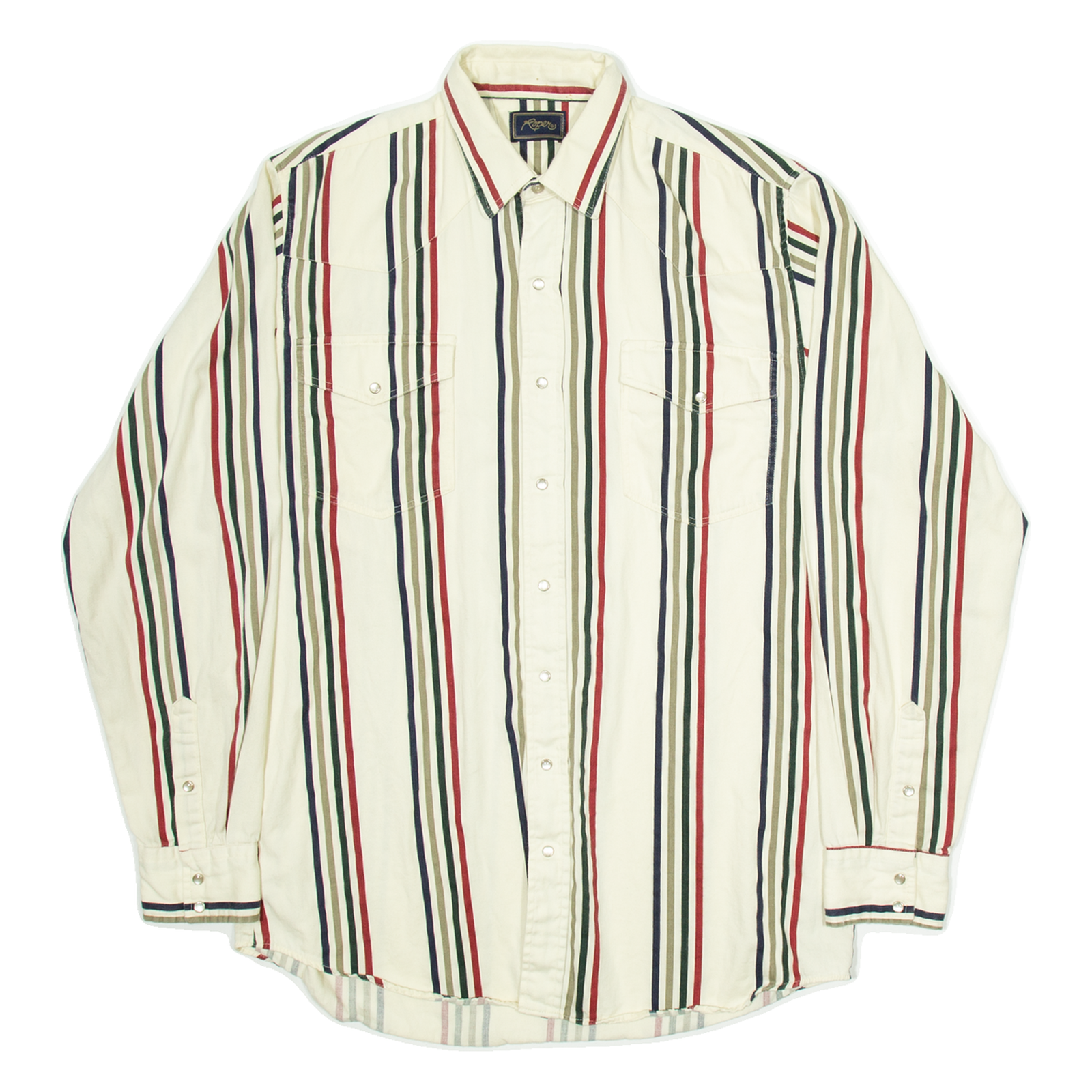 ROPE Mens Shirt Beige Striped Long Sleeve L Refurbished - N/A refurbished available on Cerqular