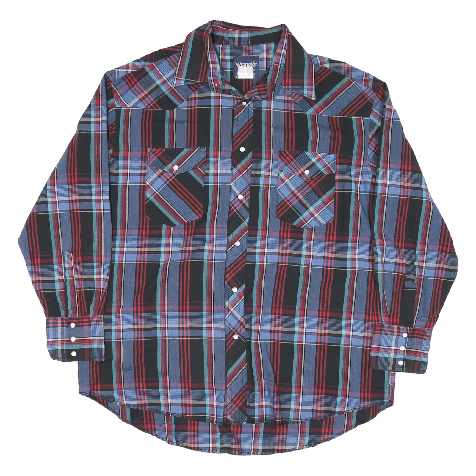 WRANGLER Mens Blue Black & Red Check Shirt L Casual Western Long Sleeve Refurbished - N/A refurbished available on Cerqular