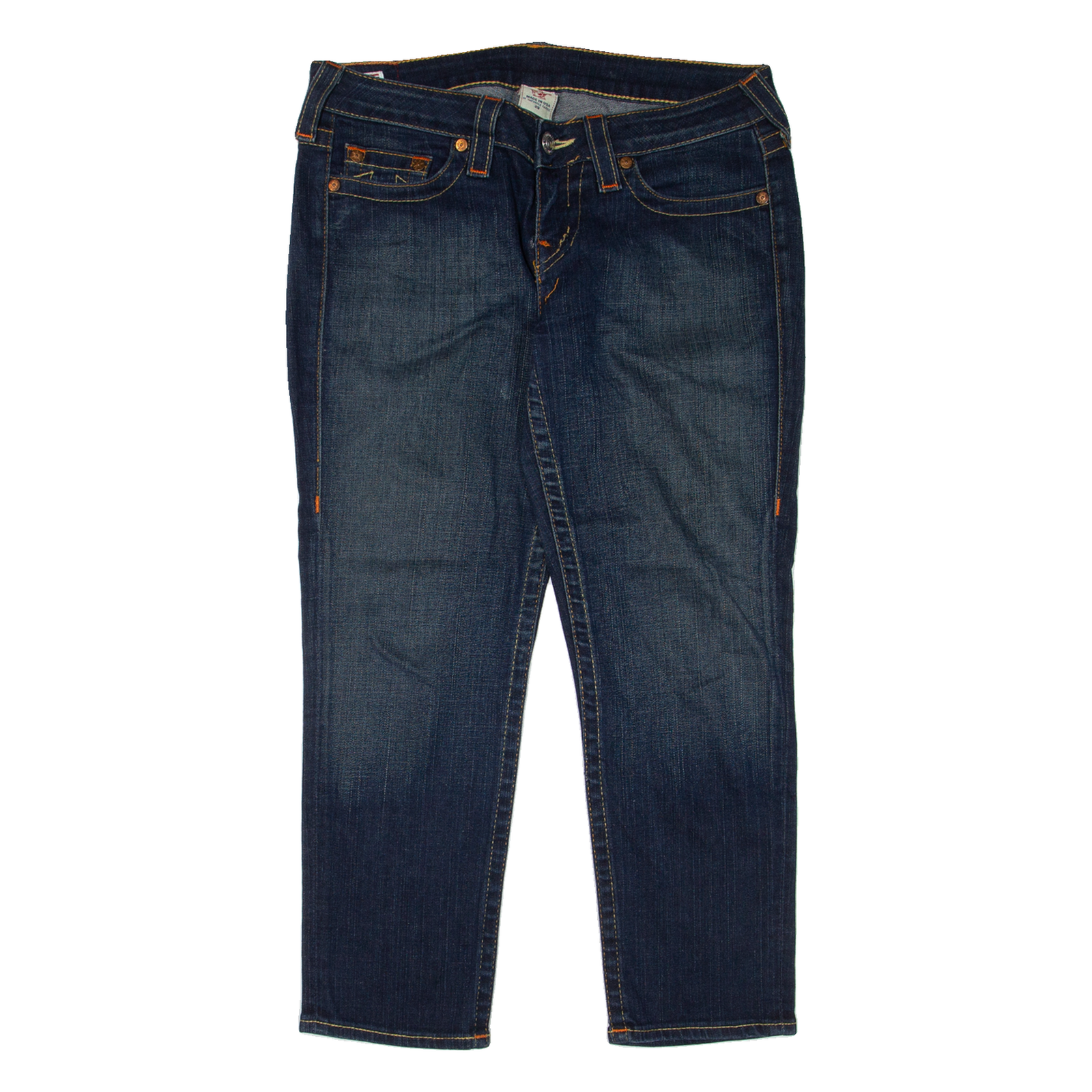TRUE RELIGION Lizzy Crop Womens Jeans Blue Regular Tapered Stone Wash W32 L25 Refurbished - N/A refurbished available on Cerqular