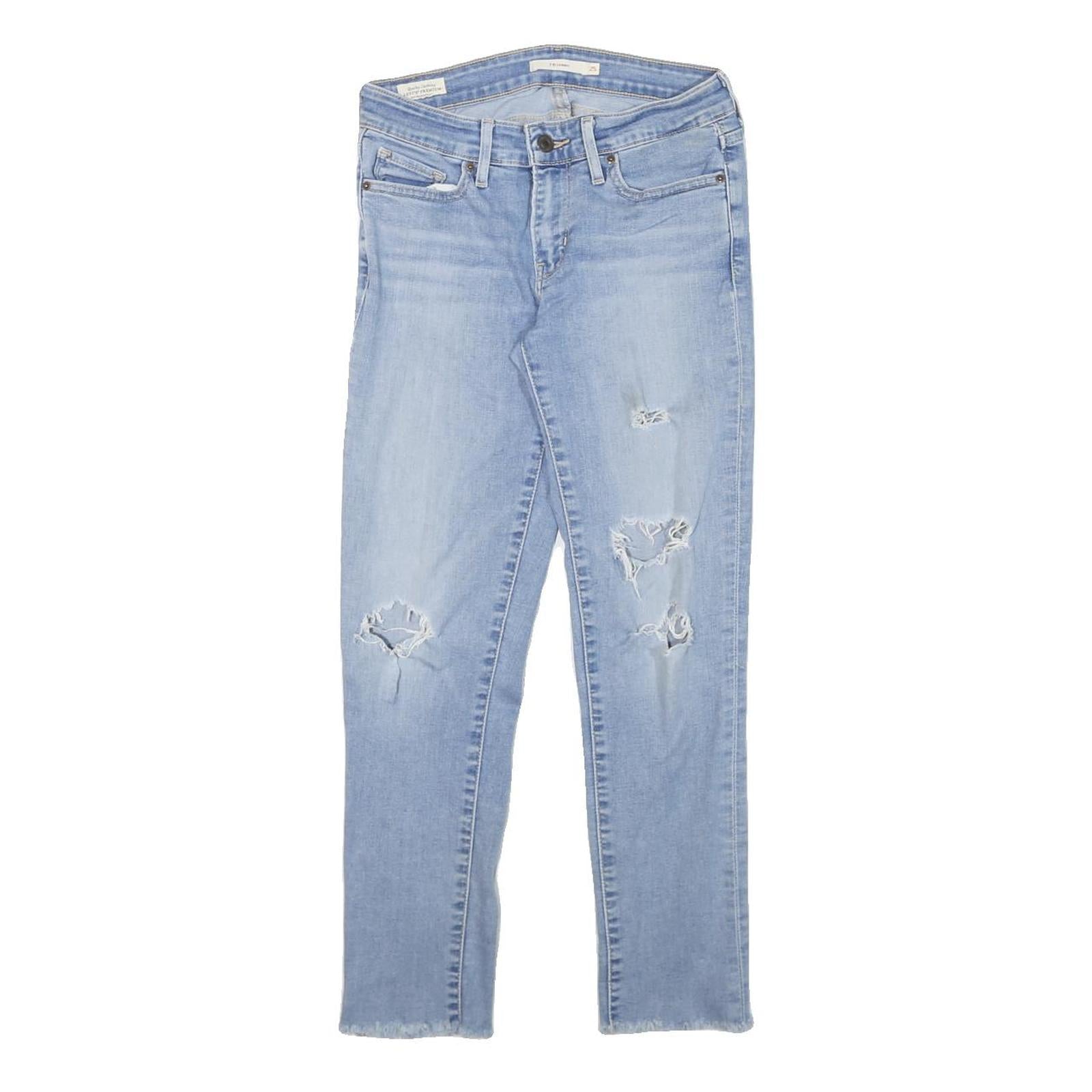LEVI'S 711 Womens Slim Light Blue Denim Ripped Skinny Jeans W26 L25 Distressed Refurbished - N/A refurbished available on Cerqular