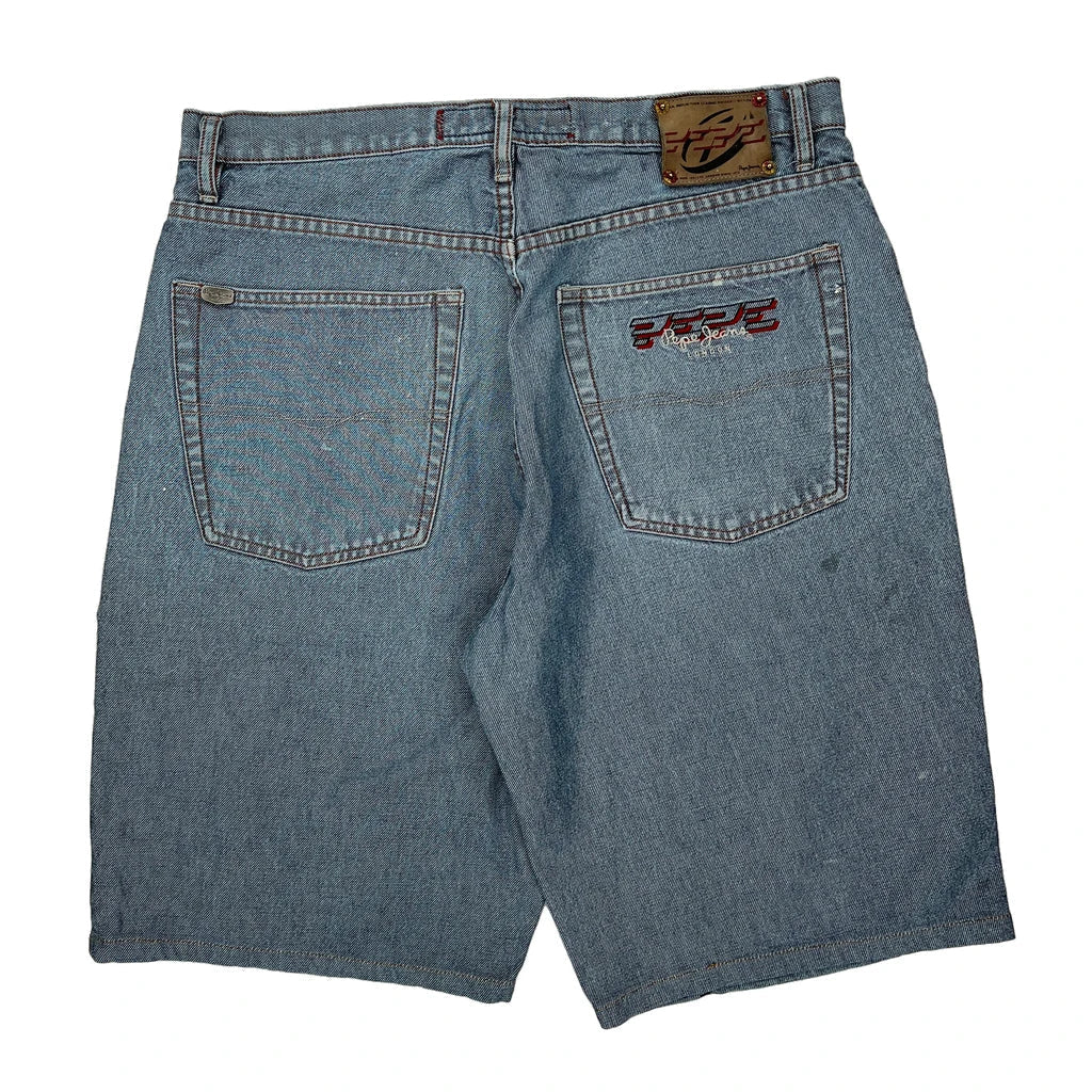 Pepe Jeans Denim Shorts - 34W 12L Blue Denim Refurbished - Thrifted (note: this is a term often used to describe second- refurbished available on Cerqular