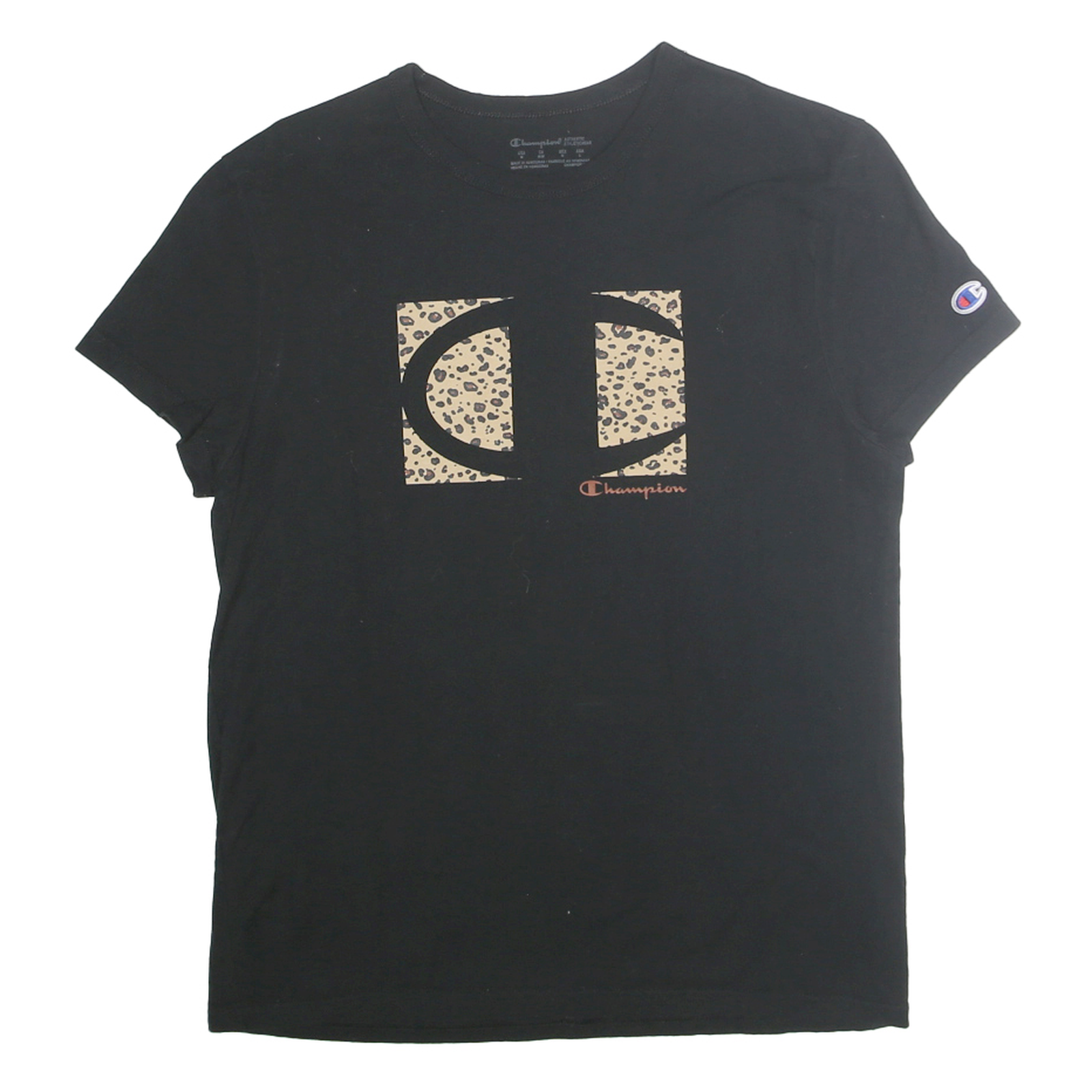 CHAMPION Womens Black Graphic T-Shirt M Short Sleeve Crew Neck Cotton Refurbished - N/A refurbished available on Cerqular