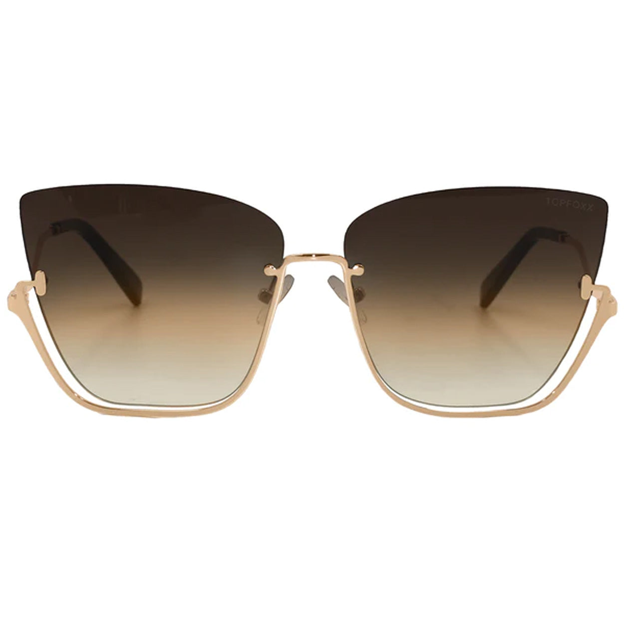 Vixen - Brown Lens Gold Frame Metal Cateye Sunglasses | Color: Coffee | Size: OS Refurbished - N/A refurbished available on Cerqular