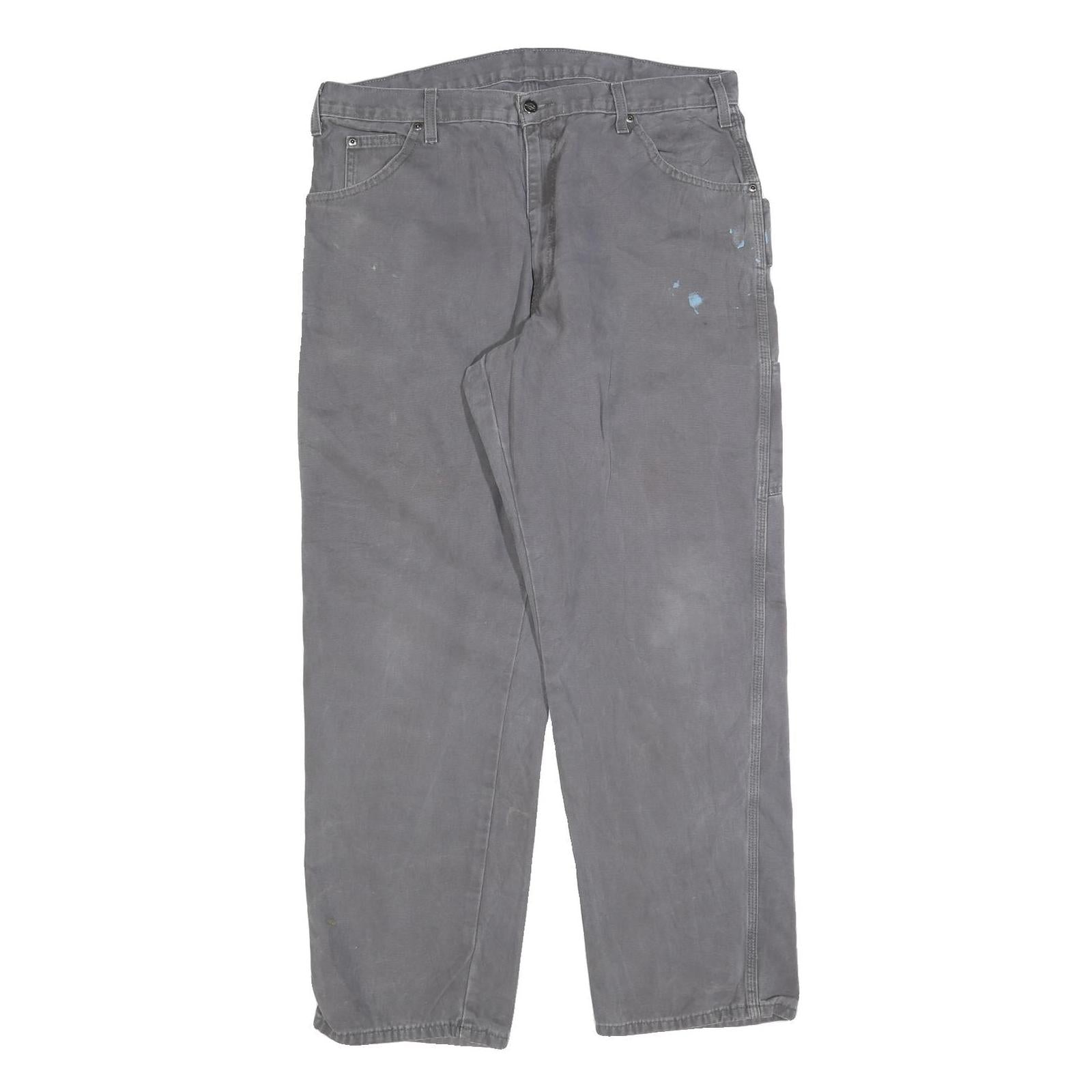 DICKIES Mens Cotton Blend Relaxed Grey W38 L32 Workwear Trousers Zip Closure Refurbished - N/A refurbished available on Cerqular